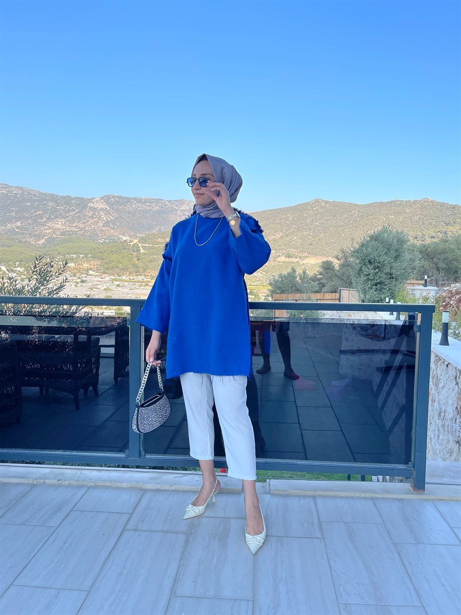 Tüvit Kumaş Tunik Saks Mavisi | Meysadesign | En Trend Kadın Giyim Mağazası  | Yeni Sezonda Modern Güçlü ve Minimal - Bu Aya Özel Fiyatlar
