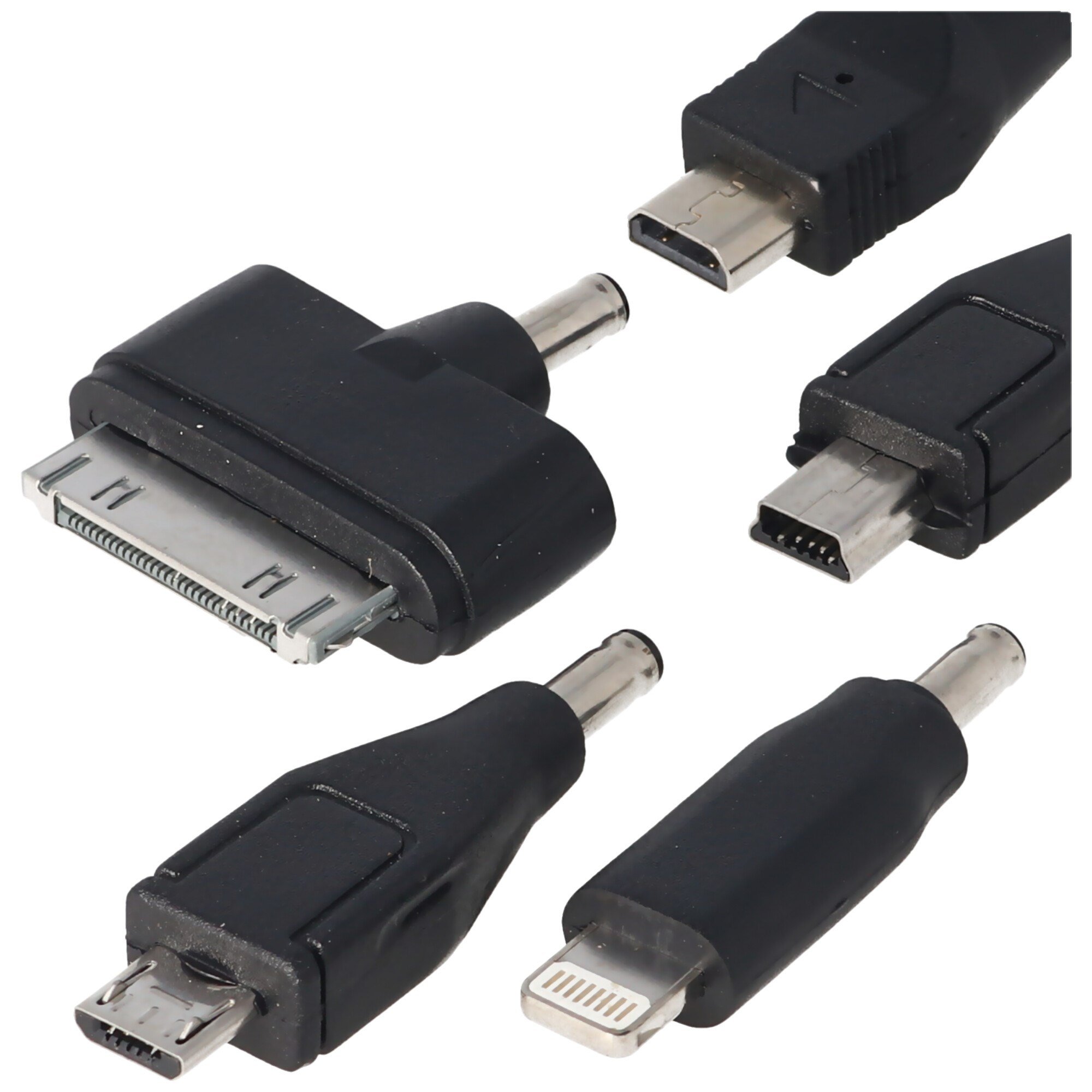 5 parçalı 12 volt USB şarj cihazı, fişli Micro-USB, Mini-USB, iPhone 3, 4,  5,