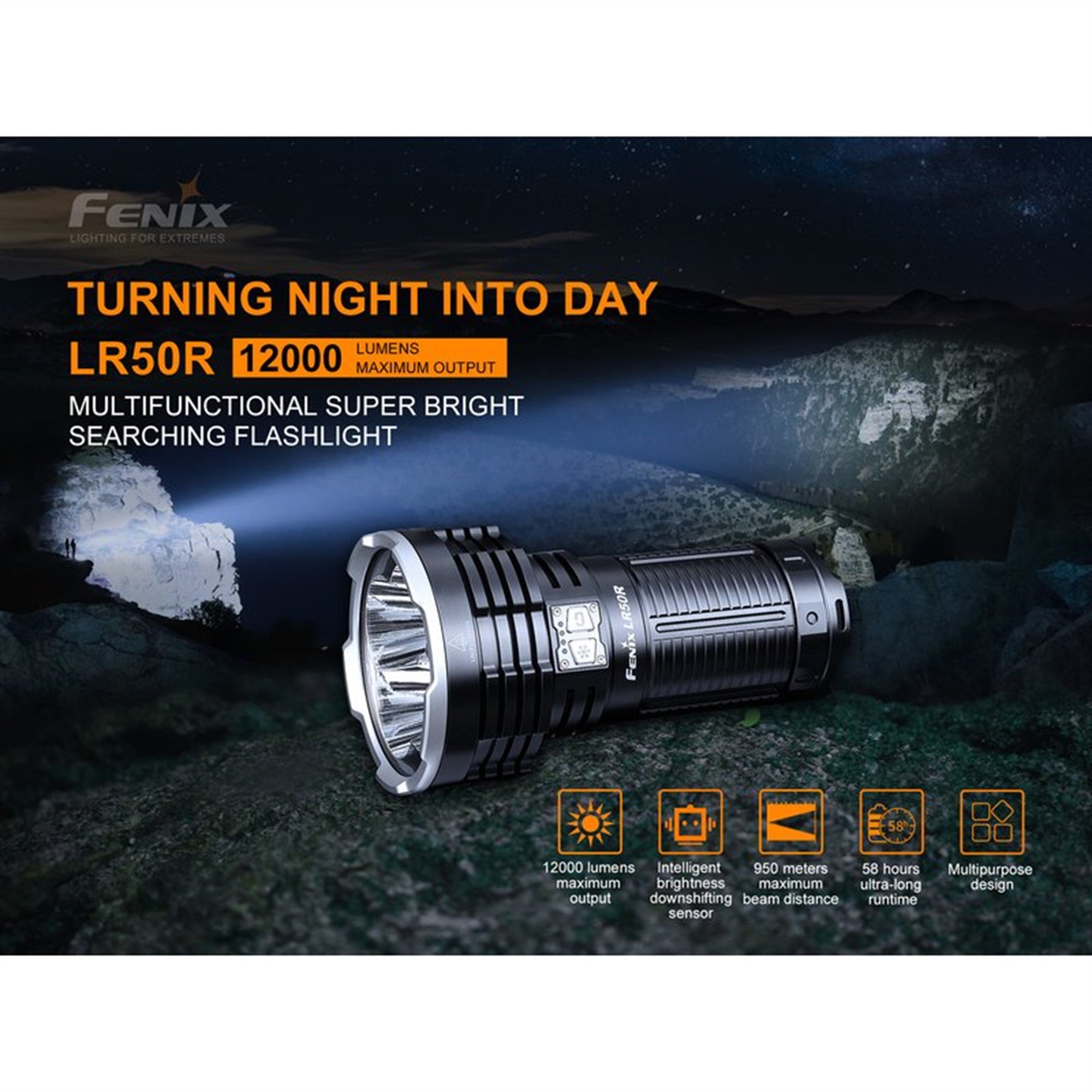 Fenix LR50R LED el feneri TK75, 12000 lümen, 950 metre menzil, USB-C şarj  portu, 3.6