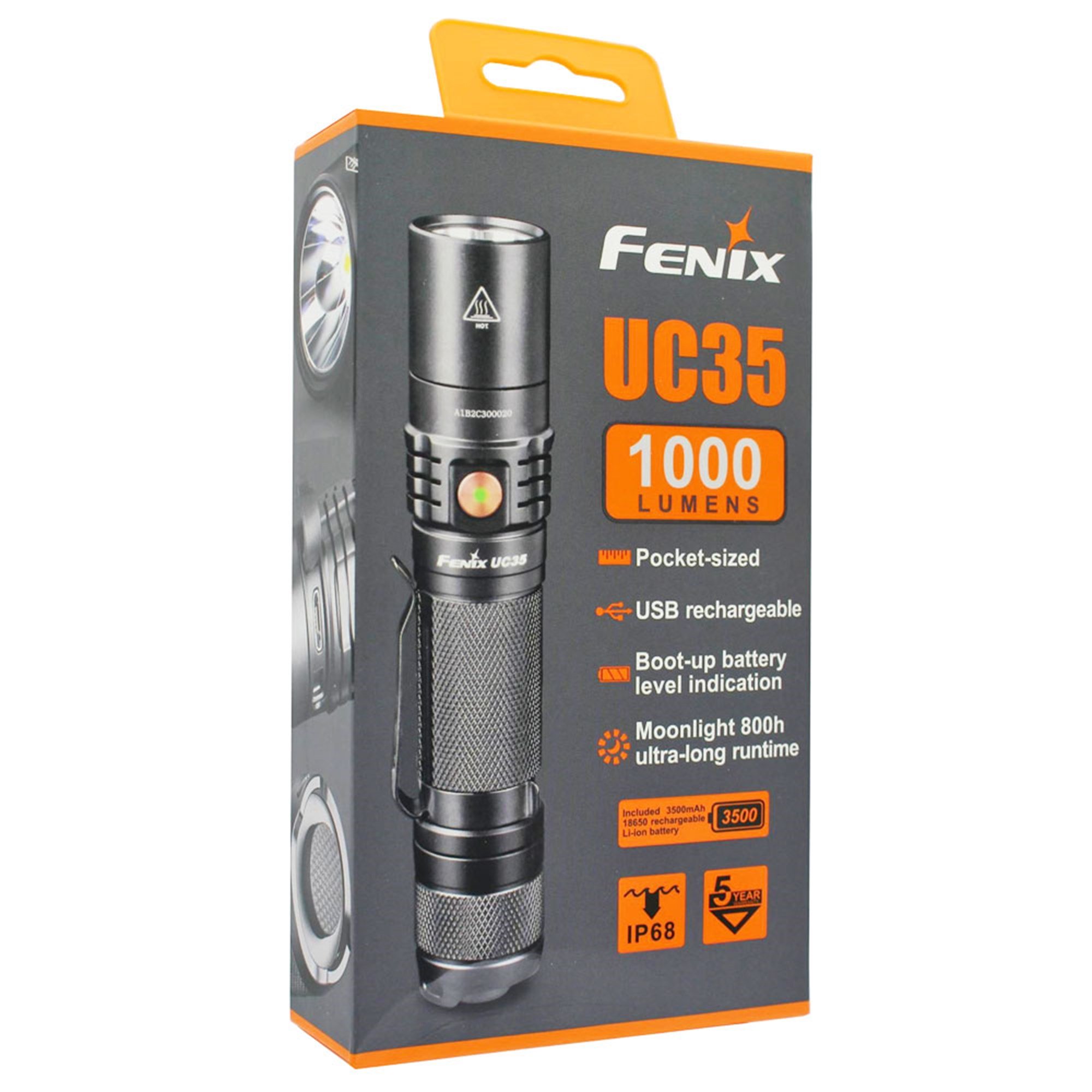 Fenix UC35 V2.0 Li-ion pil 3500mAh ve şarj kablosu dahil USB bağlantılı LED  el