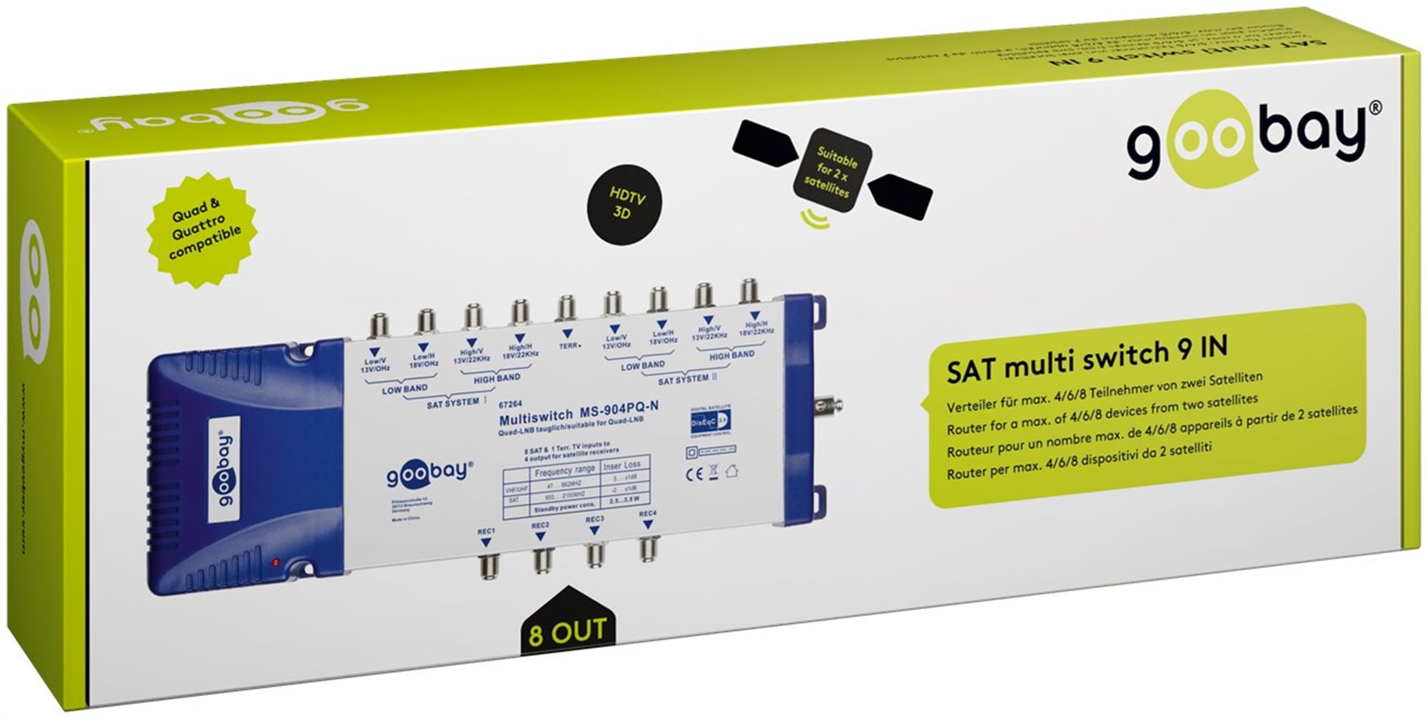 Goobay 64876 Multiswitch SAT 5/16 Uscite – Supporta 4K, 8K, DAB+ E 16 Utenti