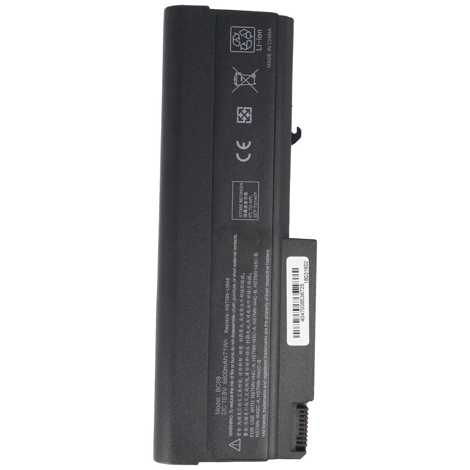 HP Compaq 6730B, Li-ion, 10.8V, 6600mAh, 71.3Wh, siyah için uygun pil