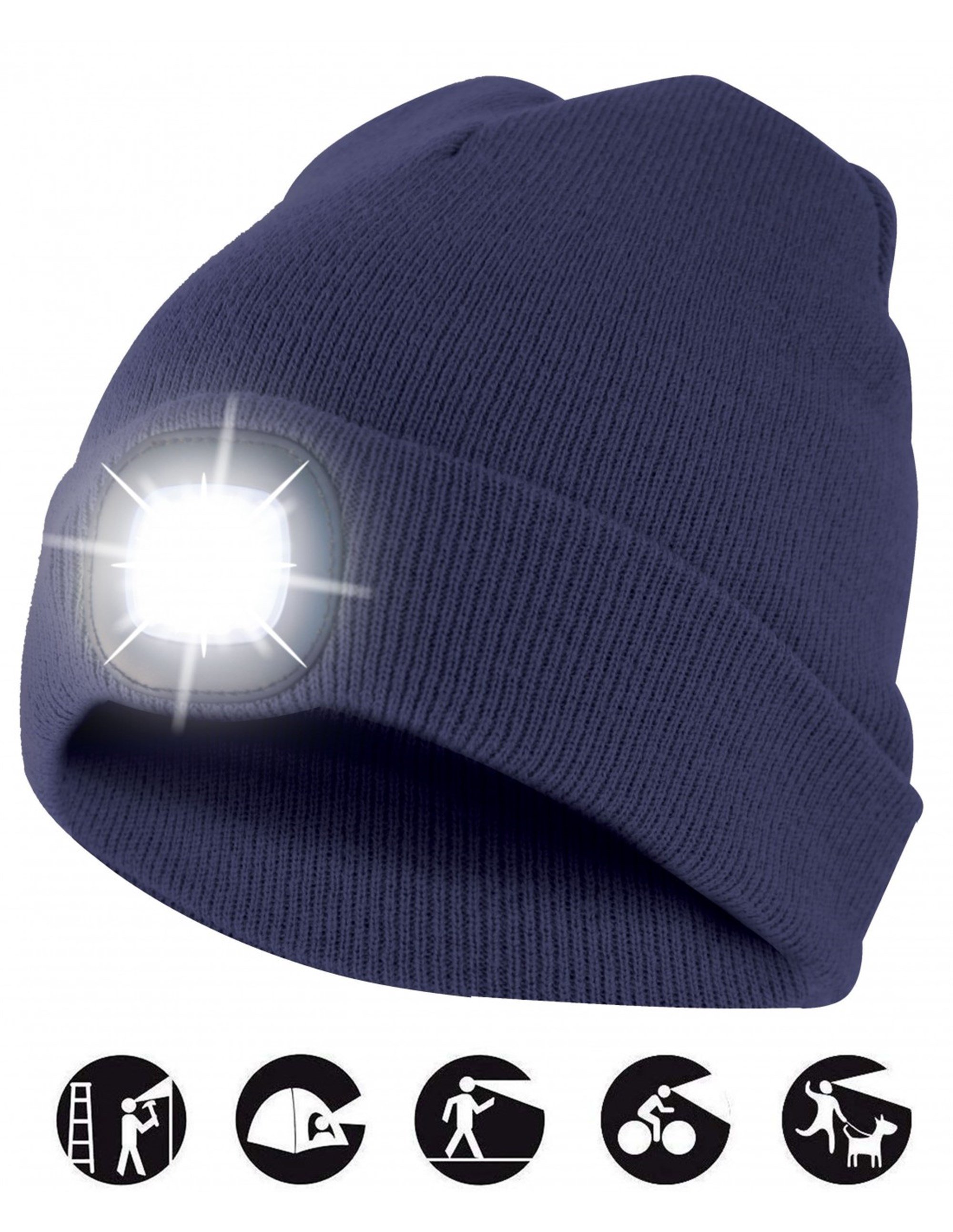 LED ön ışıklı şapka, LED ışıklı örme şapka jogging, kamp, çalışma, yürüyüş  vb. İçin ideal, USB