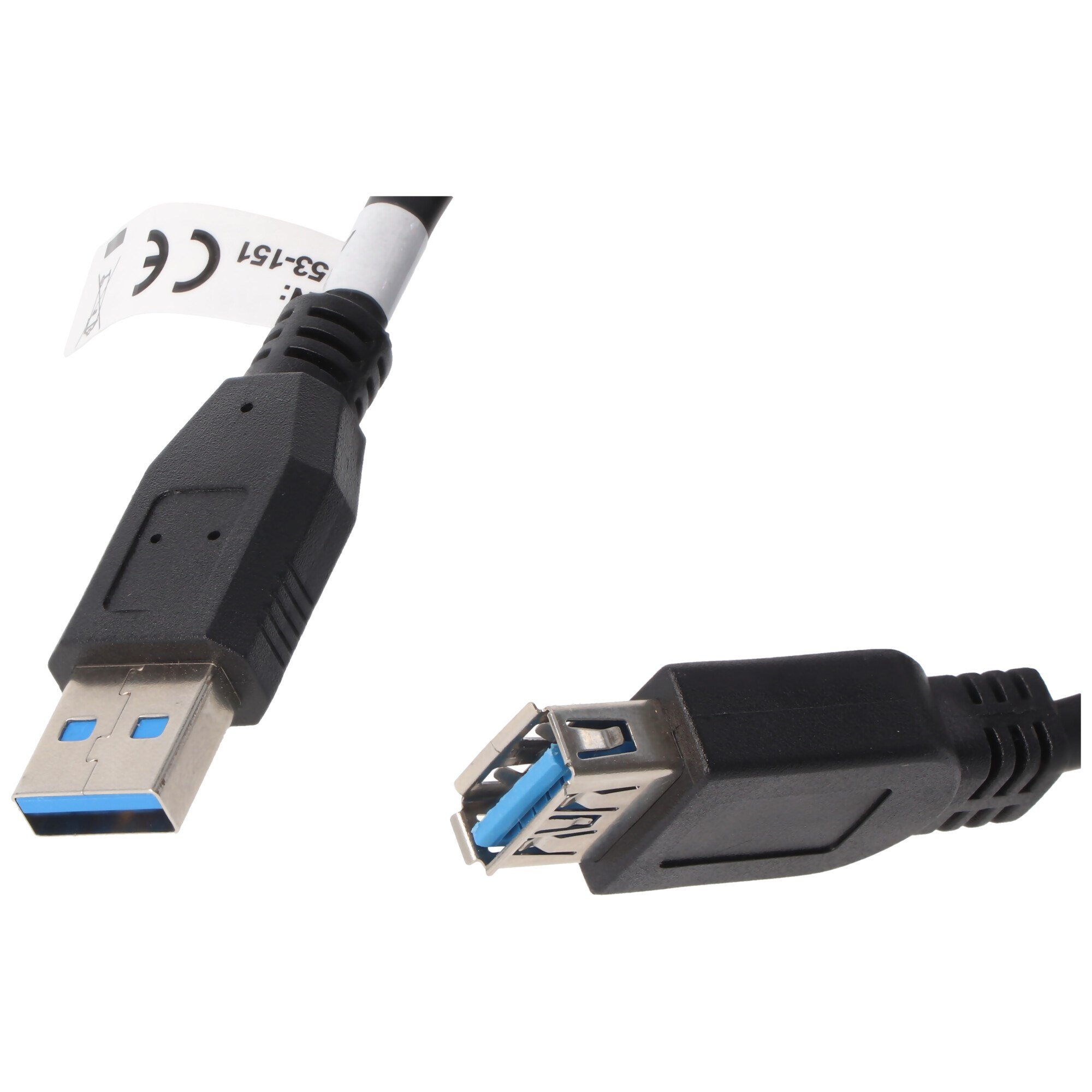 USB 3.0 SuperSpeed uzatma kablosu, siyah, uzunluk 3 metre, USB 2.0'dan  önemli ölçüde daha hızlı
