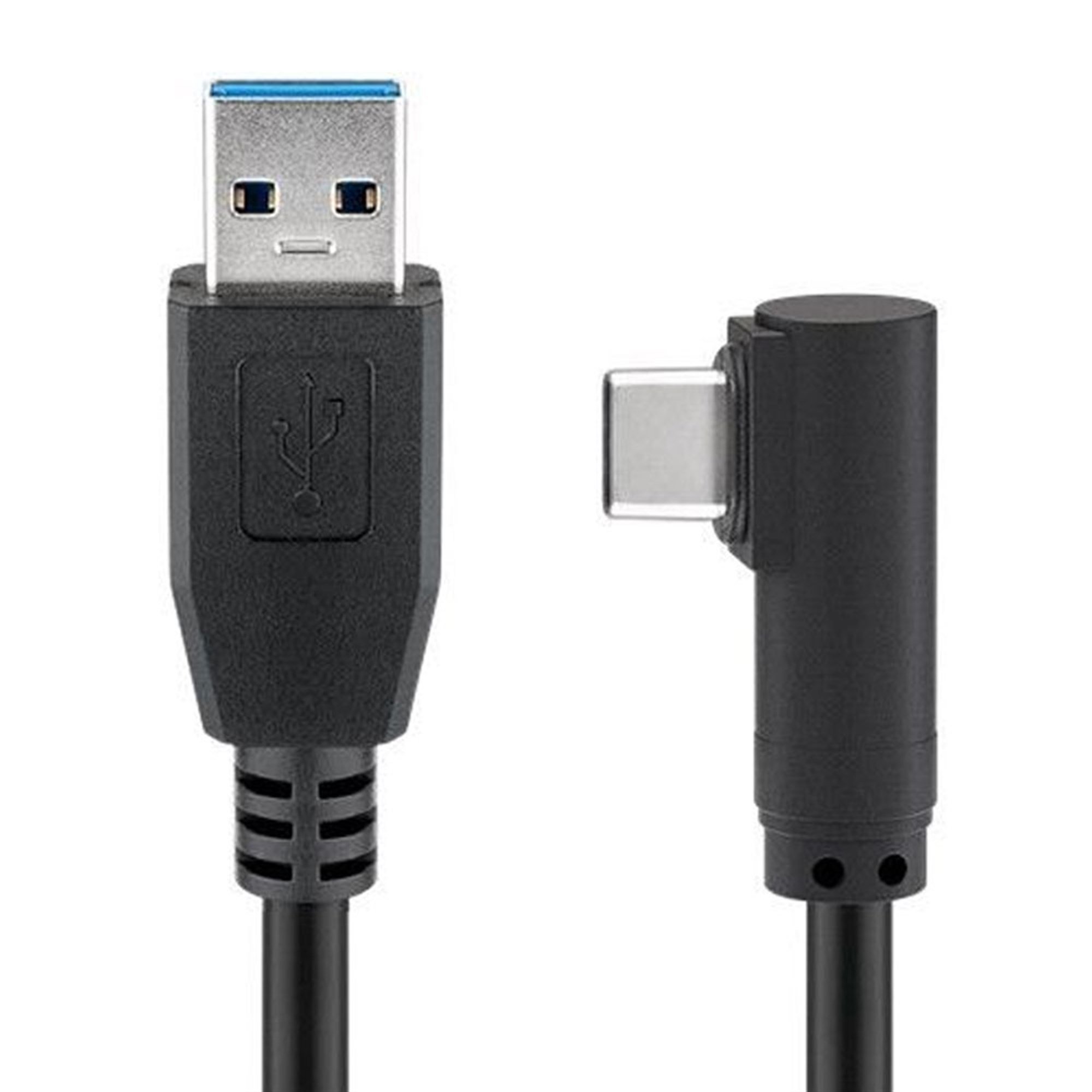 USB-C fiş - USB 90 derece fişli A 3.0 kablo, siyah, süper hızlı şarj ve 4,