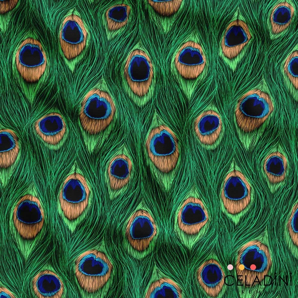Tavus Kuşu Tüyü Desenli Kumaş - Celadini
