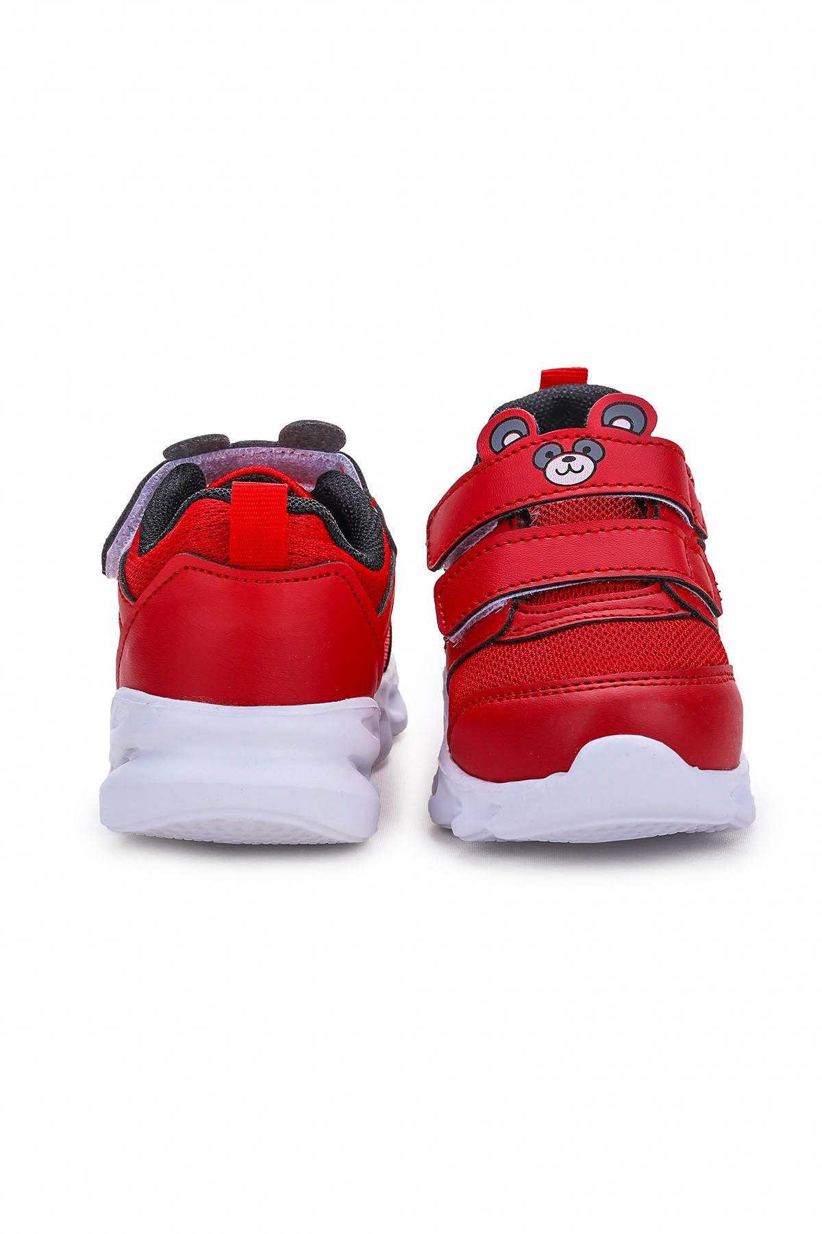 Caty Işıklı Cırtlı Kız/Erkek Çocuk Spor Ayakkabı Kırmızı