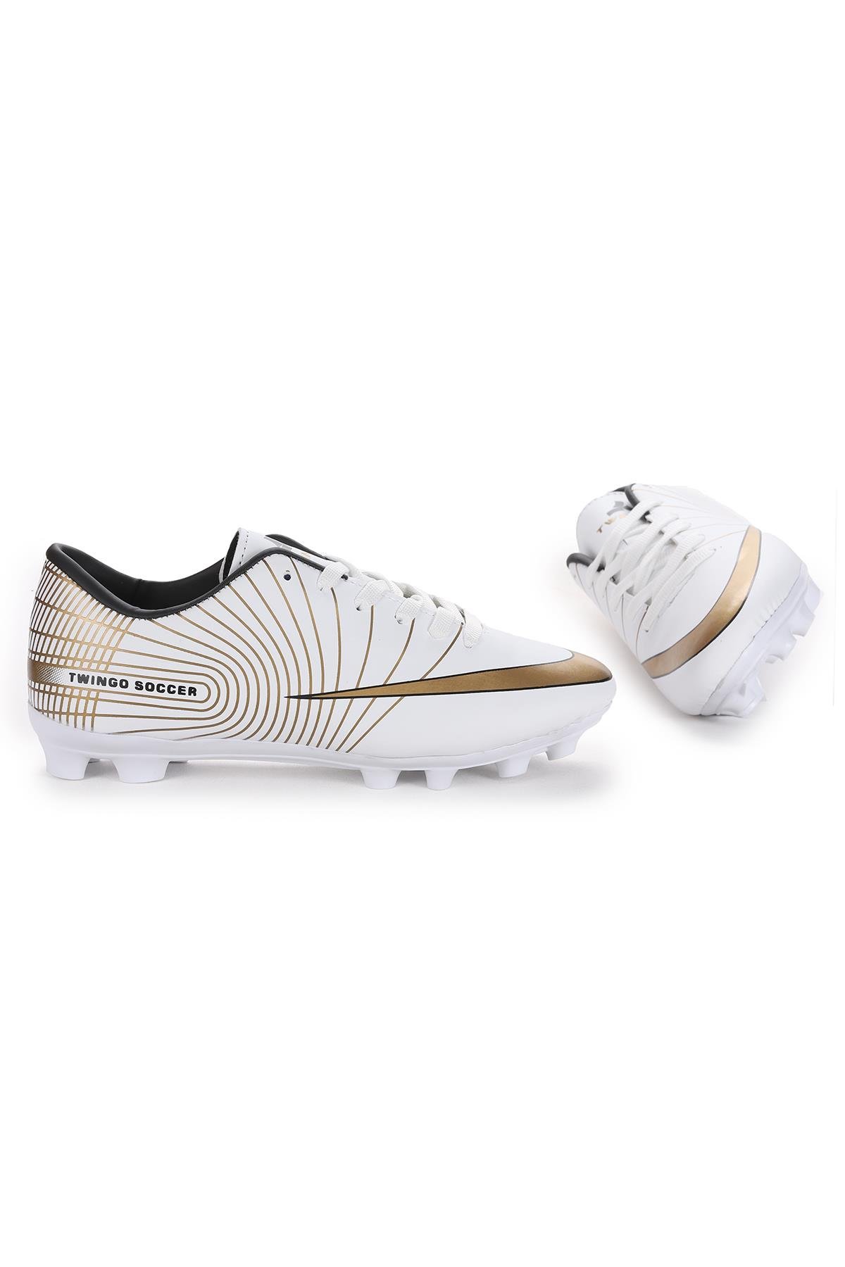 Pilsen Krampon Erkek Çocuk Futbol Ayakkabı Beyaz - Altın