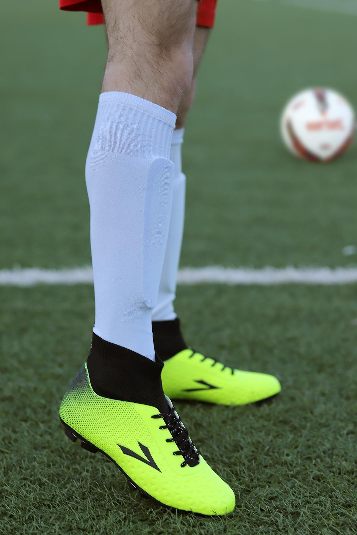 Simav KM Boğazlı Çorap Krampon Çim Saha Erkek Futbol Ayakkabı Sarı