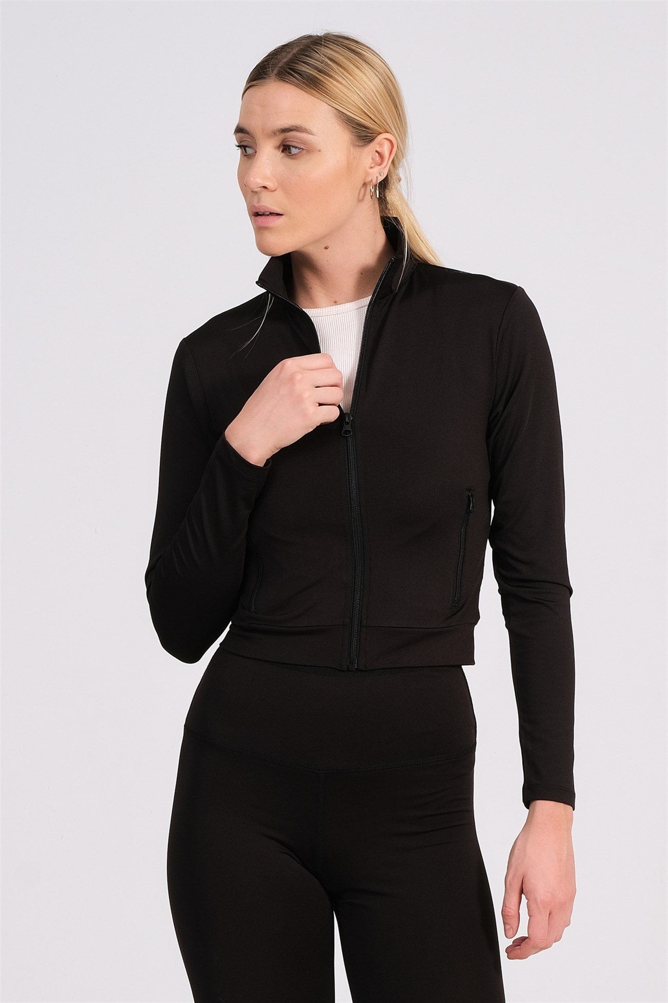 DONNA Black Zip Up Sport Jacket