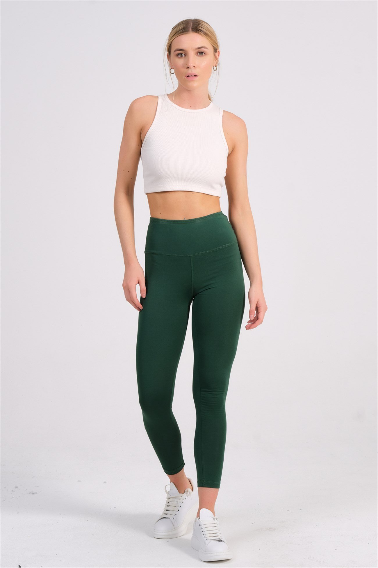 GRACE Green High Rise Seamless Rib Leggings