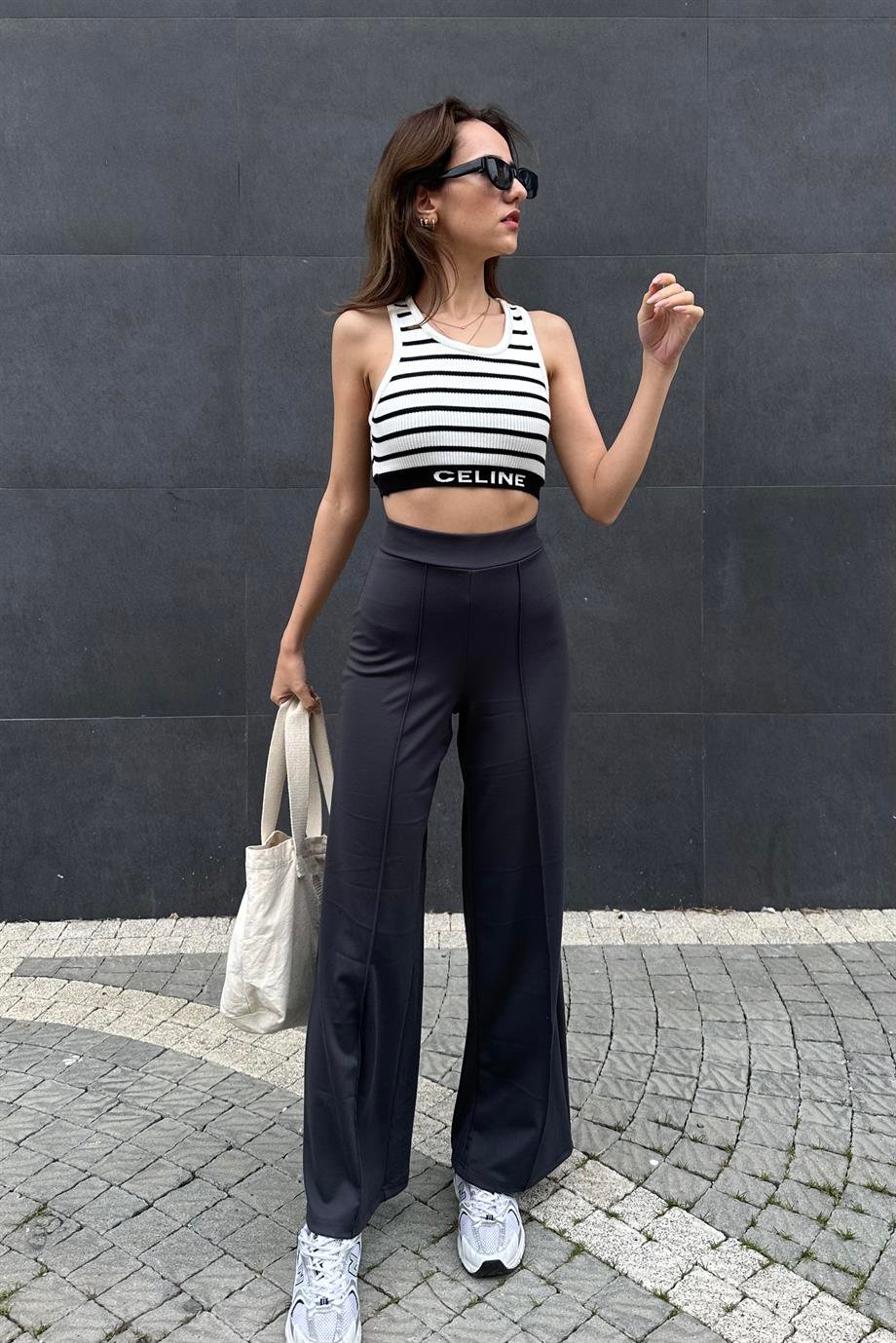Antrasit Likralı Modal Pantolon - Nazliye Moda | Kadın Giyim Modası
