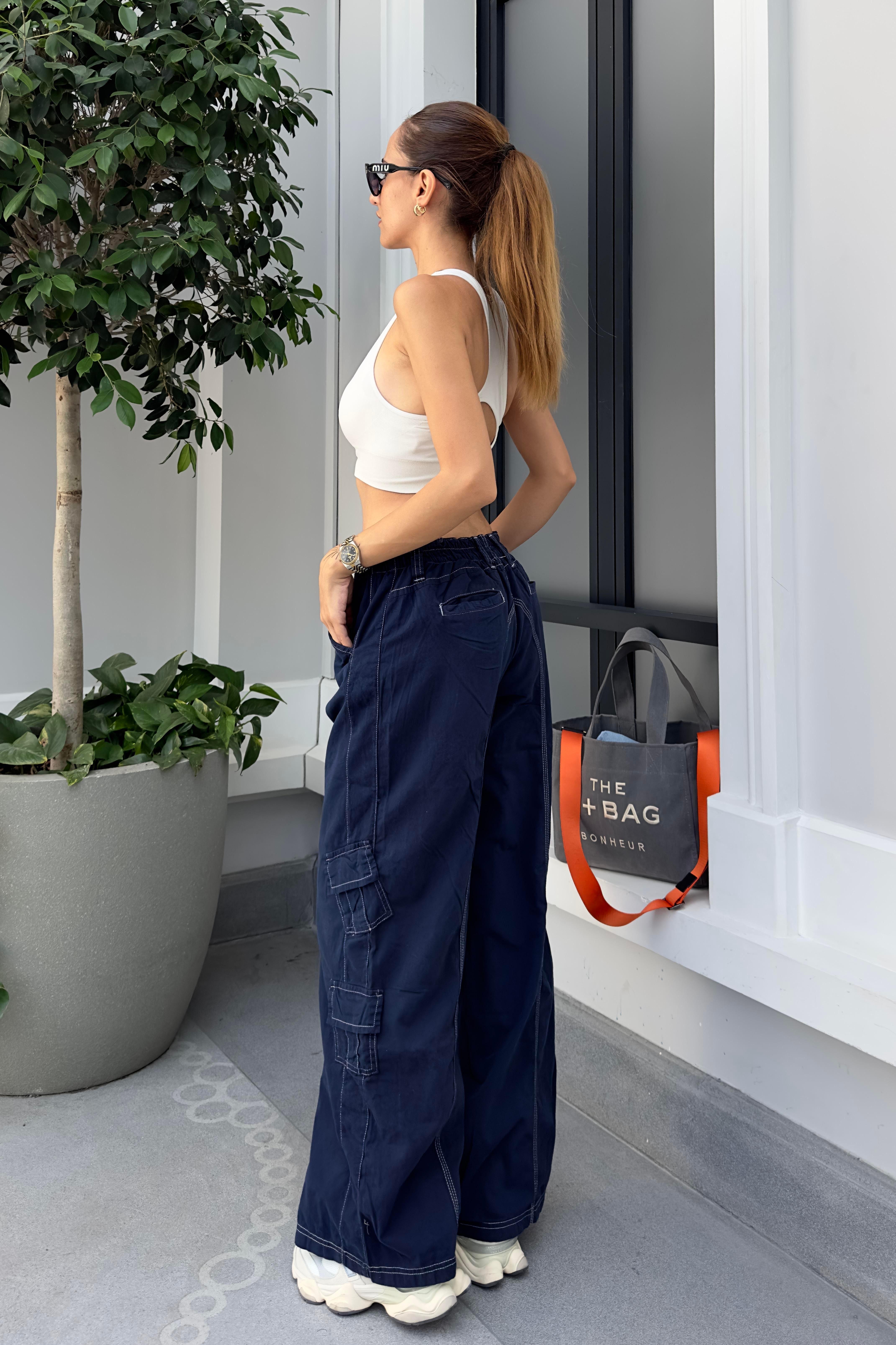İndigo Mavi Kargo Tasarım Pantolon - Kadın Pantolon Modelleri - Nazliye  Moda | Kadın Giyim Modası