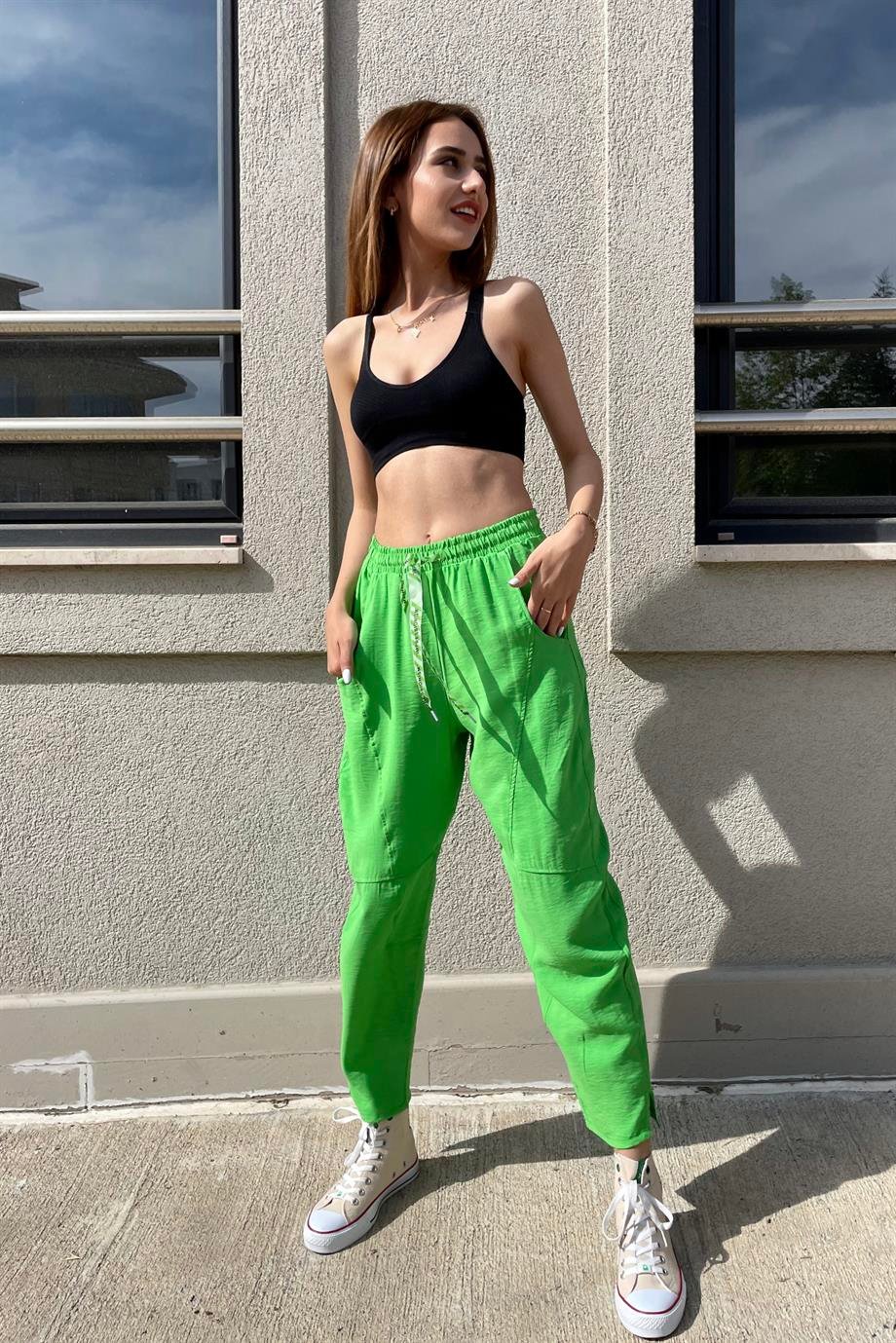 Neon Yeşil Balon Pantolon - Kadın Pantolon Modelleri - Nazliye Moda | Kadın  Giyim Modası