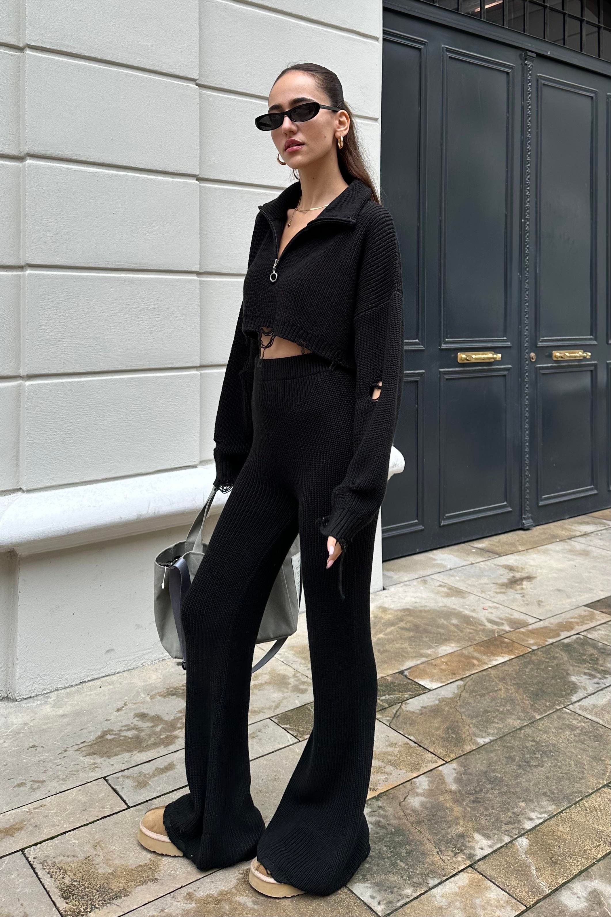 Siyah Kargo Pantolon - Kadın Pantolon Modelleri - Nazliye Moda