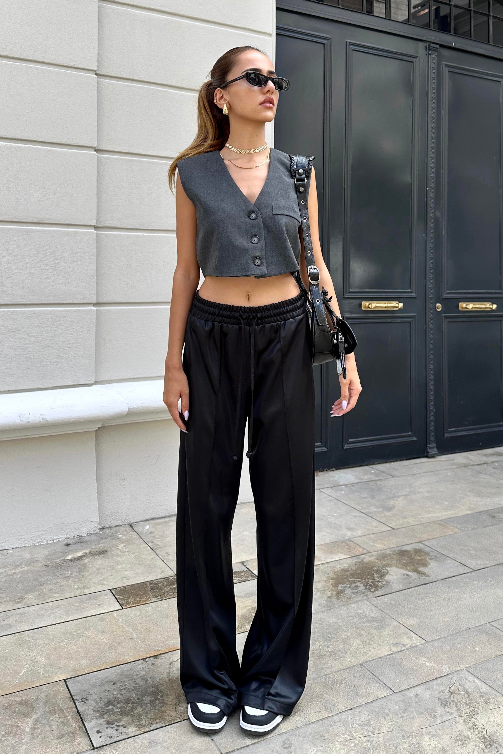 Siyah Premium Örme Deri Pantolon - Kadın Pantolon Modelleri - Nazliye Moda  | Kadın Giyim Modası