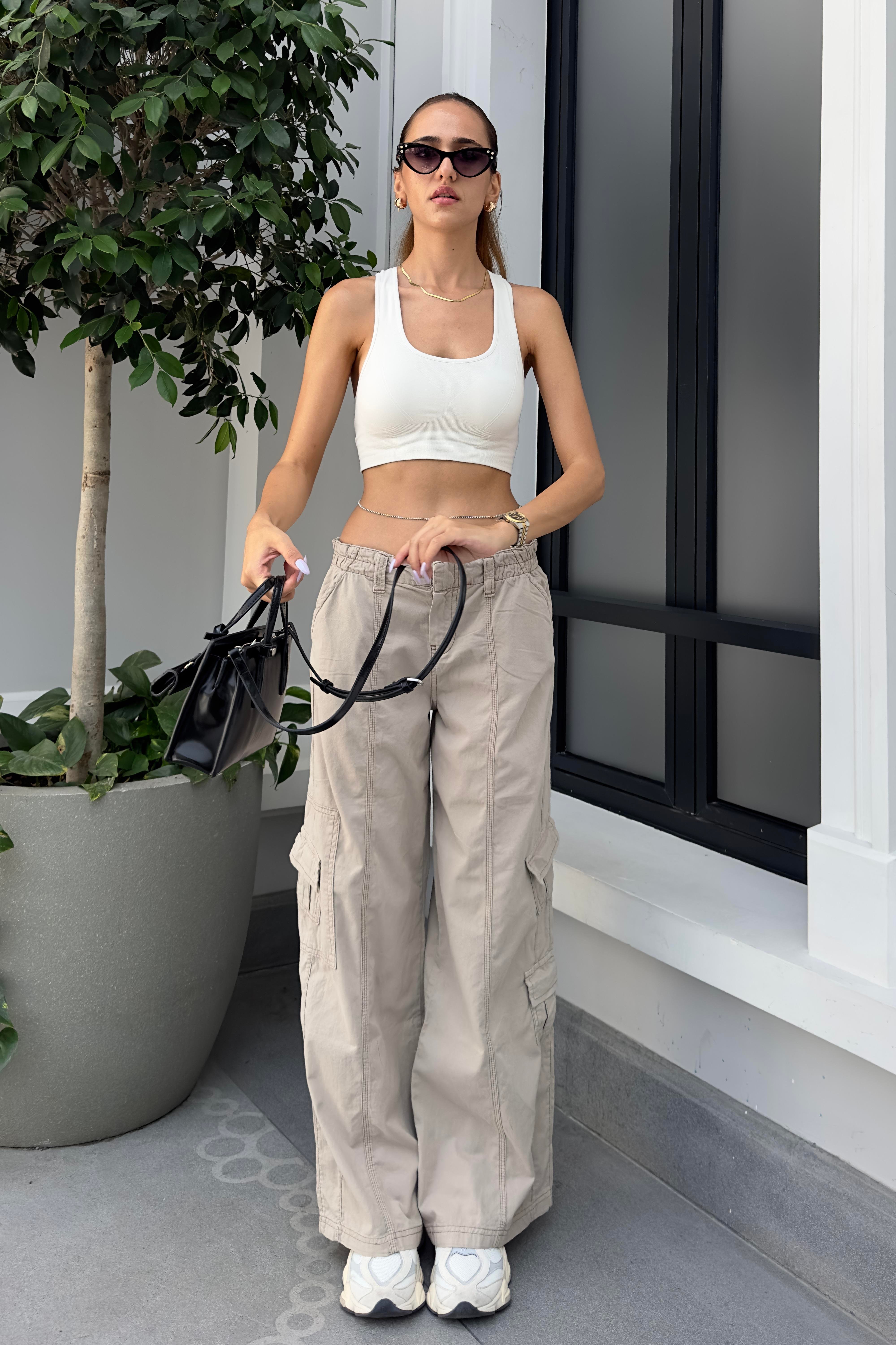 Taş Renk Kargo Tasarım Pantolon - Kadın Pantolon Modelleri - Nazliye Moda |  Kadın Giyim Modası