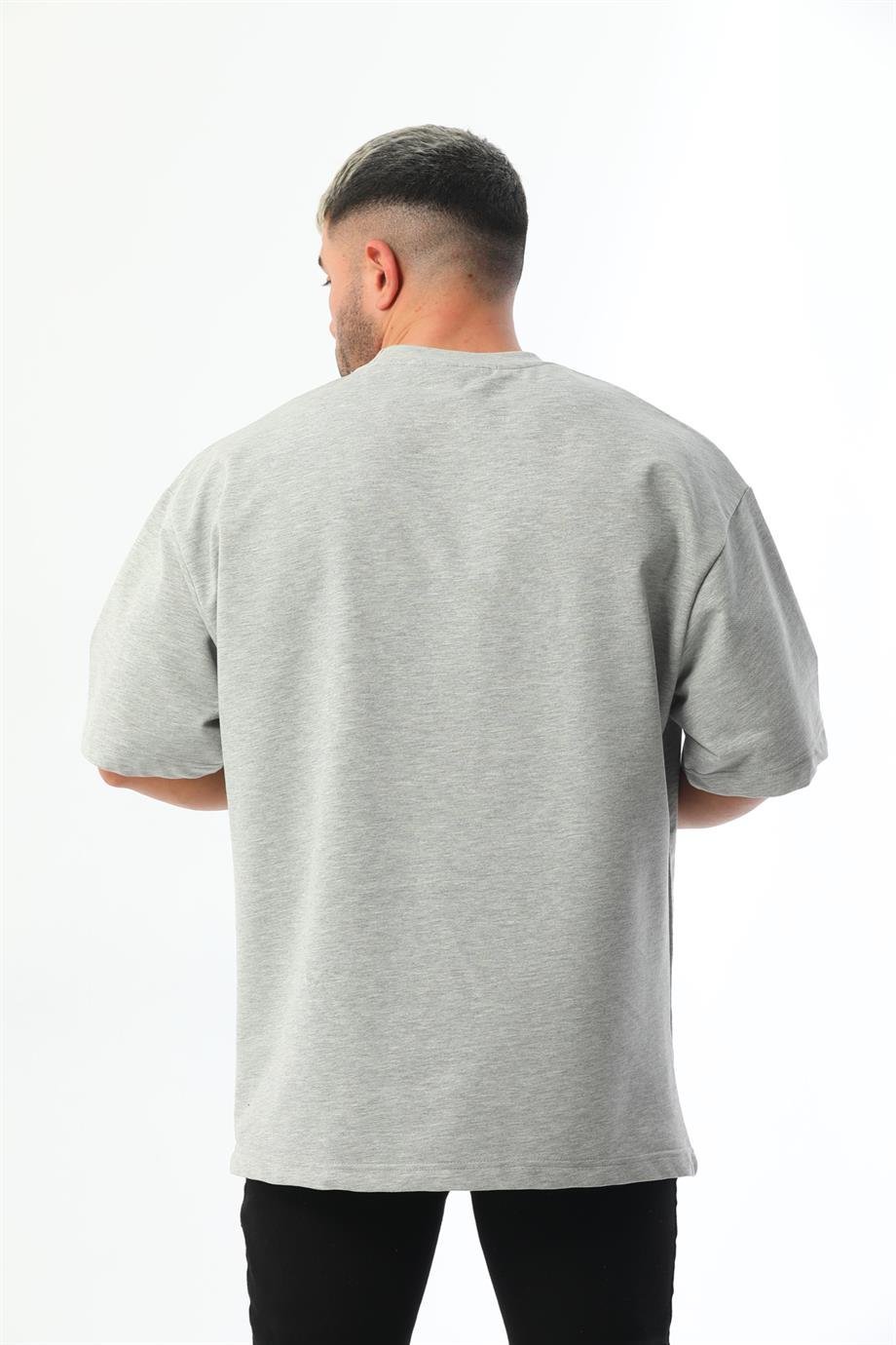 Gri Basic Oversize Erkek T-Shirt