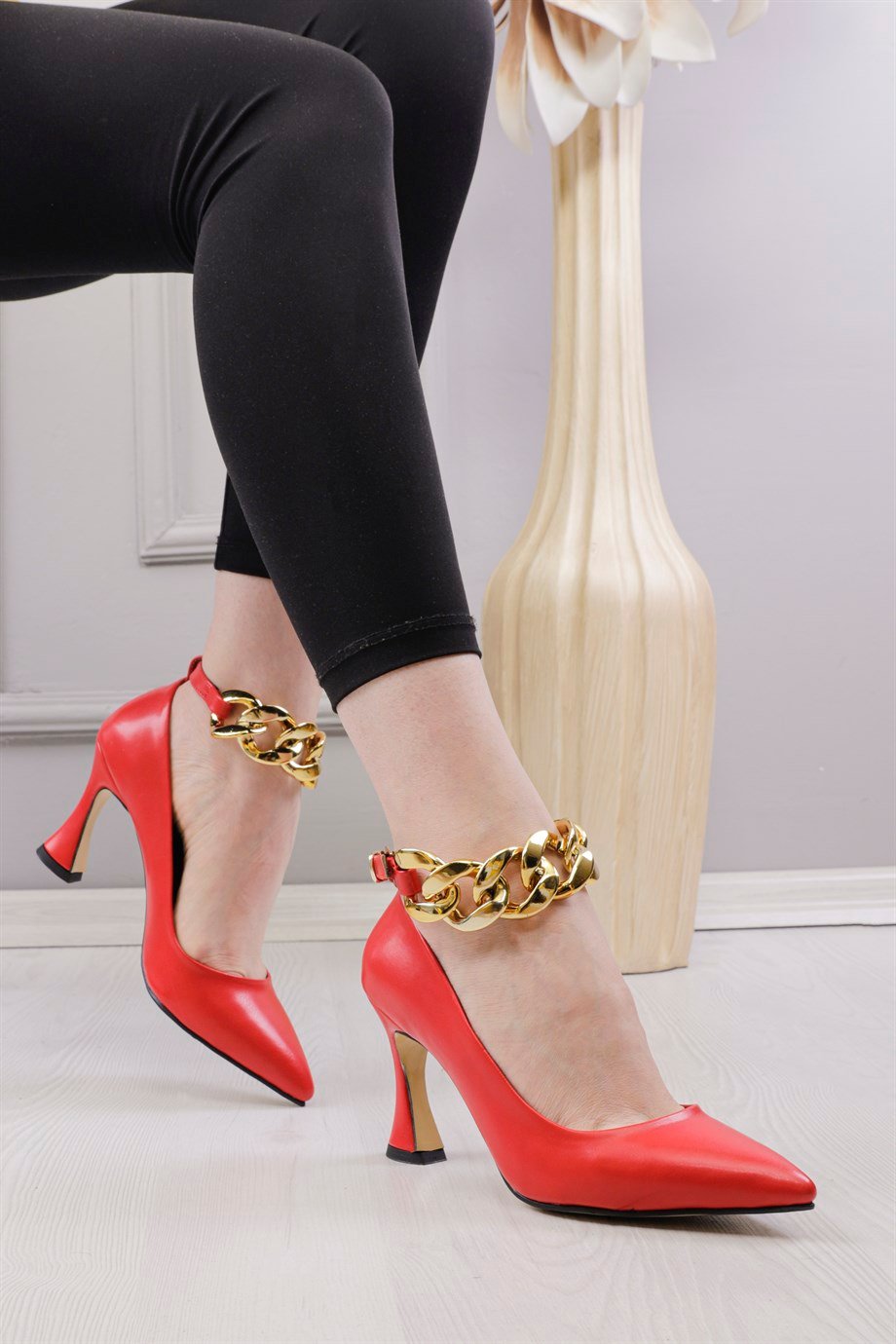 layki.com | Carrusca Kırmızı Renkli Kadın Abiye Ayakkabı