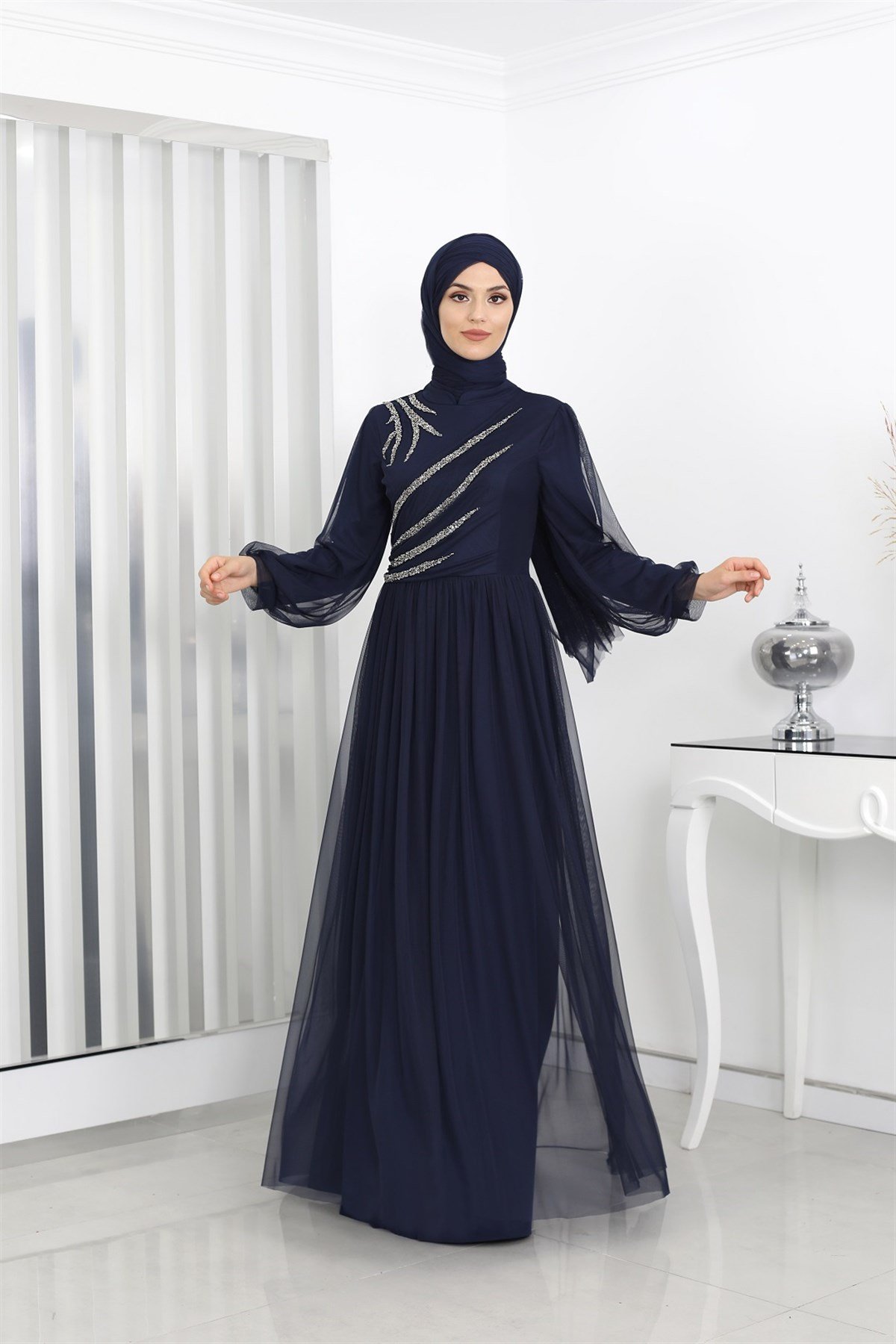 Hijab with navy blue deals dress