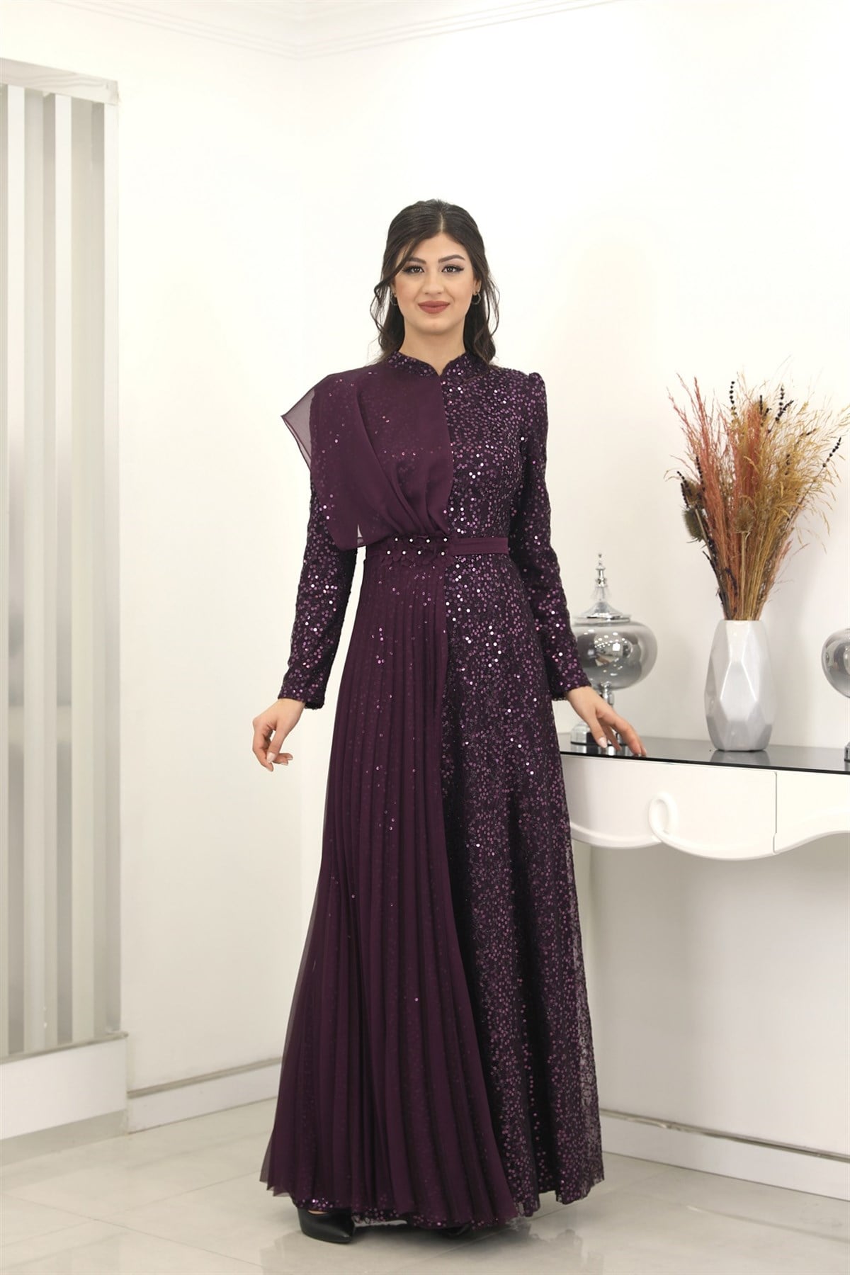 hijab evening dresses Luxury Navy Blue Dress 22830L designer floor length evening dresses Navy Blue Evening Hijab Dress