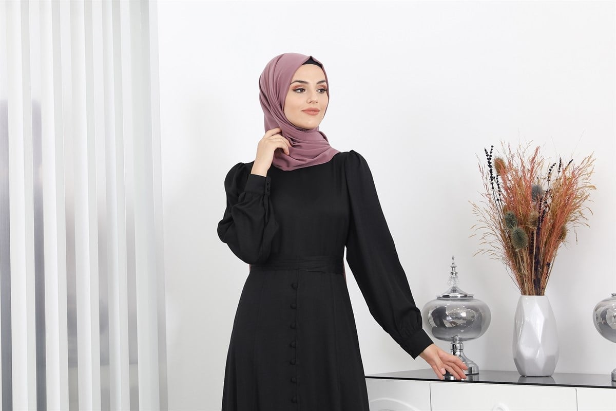 Sahra Tesettür Elbise Siyah - Piennar Design