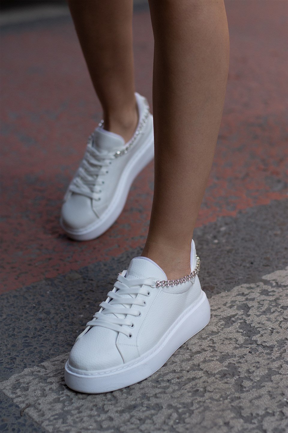 Stone Beyaz Taşlı Sneakers Kadın Ayakkabı