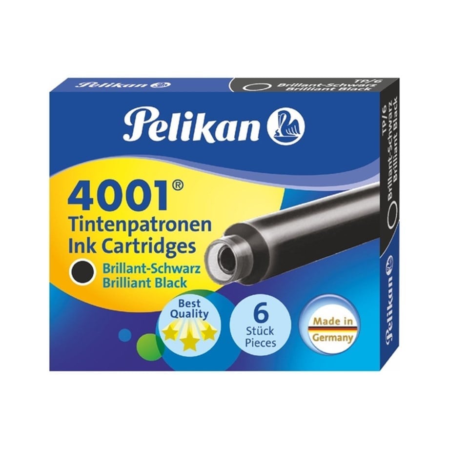 Pelikan 4001 Ink Cartrdiges Brilliant Black - Short