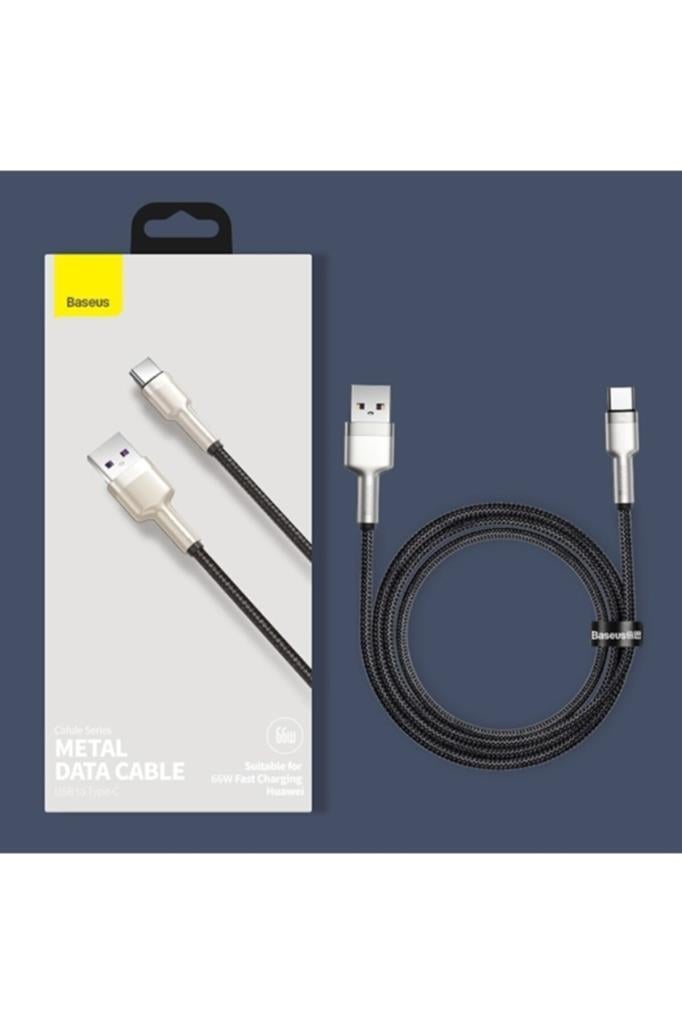 Baseus Cafule 66W Metal USB to Type-C Hızlı Şarj Kablosu 100cm Siyah