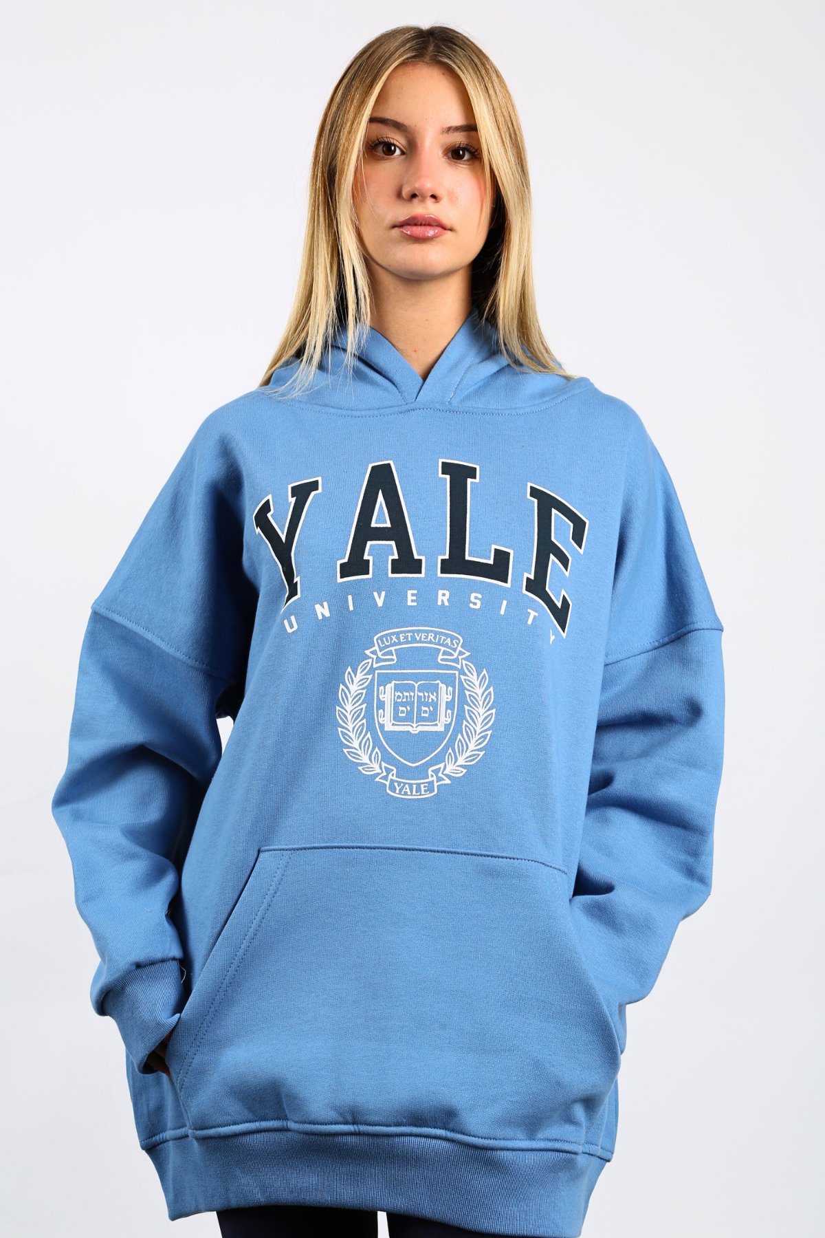 İndigo Oversize Kapüşonlu Kadın Sweatshirt SH129