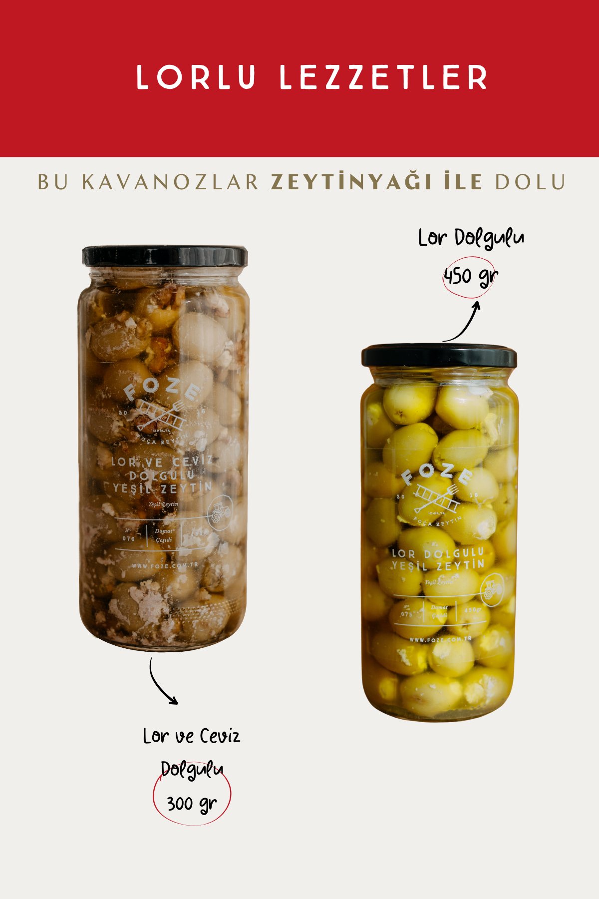 Lorlu Lezzetler- 2'li Set Lor Dolgulu, Lor ve Ceviz Dolgulu Zeytin