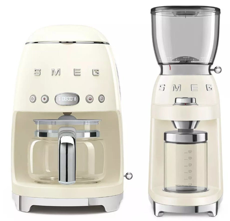 Smeg Krem Filtre Kahve Makinesi ve Kahve Öğütme Makinesi Seti