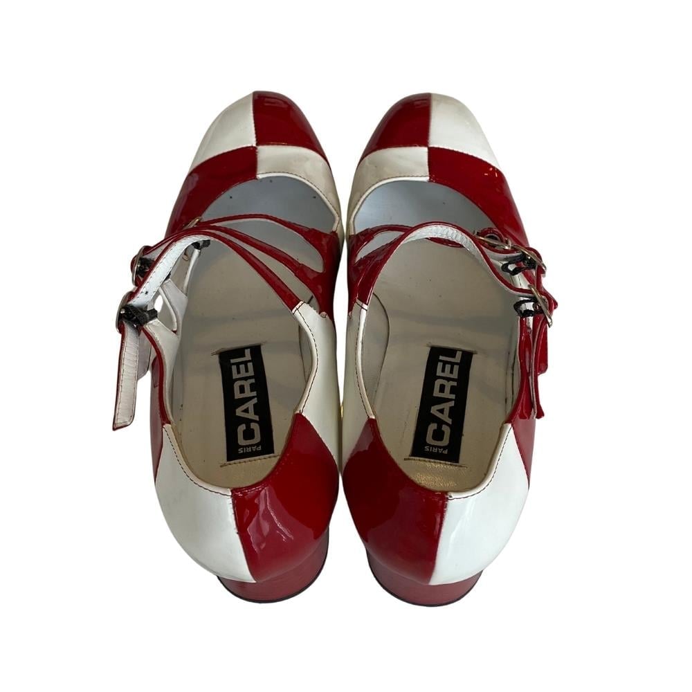 CAREL PARIS Kina メリージェーン　チャンキーヒール　38 Carel Paris Kina Patent-Leather Mary Jane Damalı Hafif Topuklu