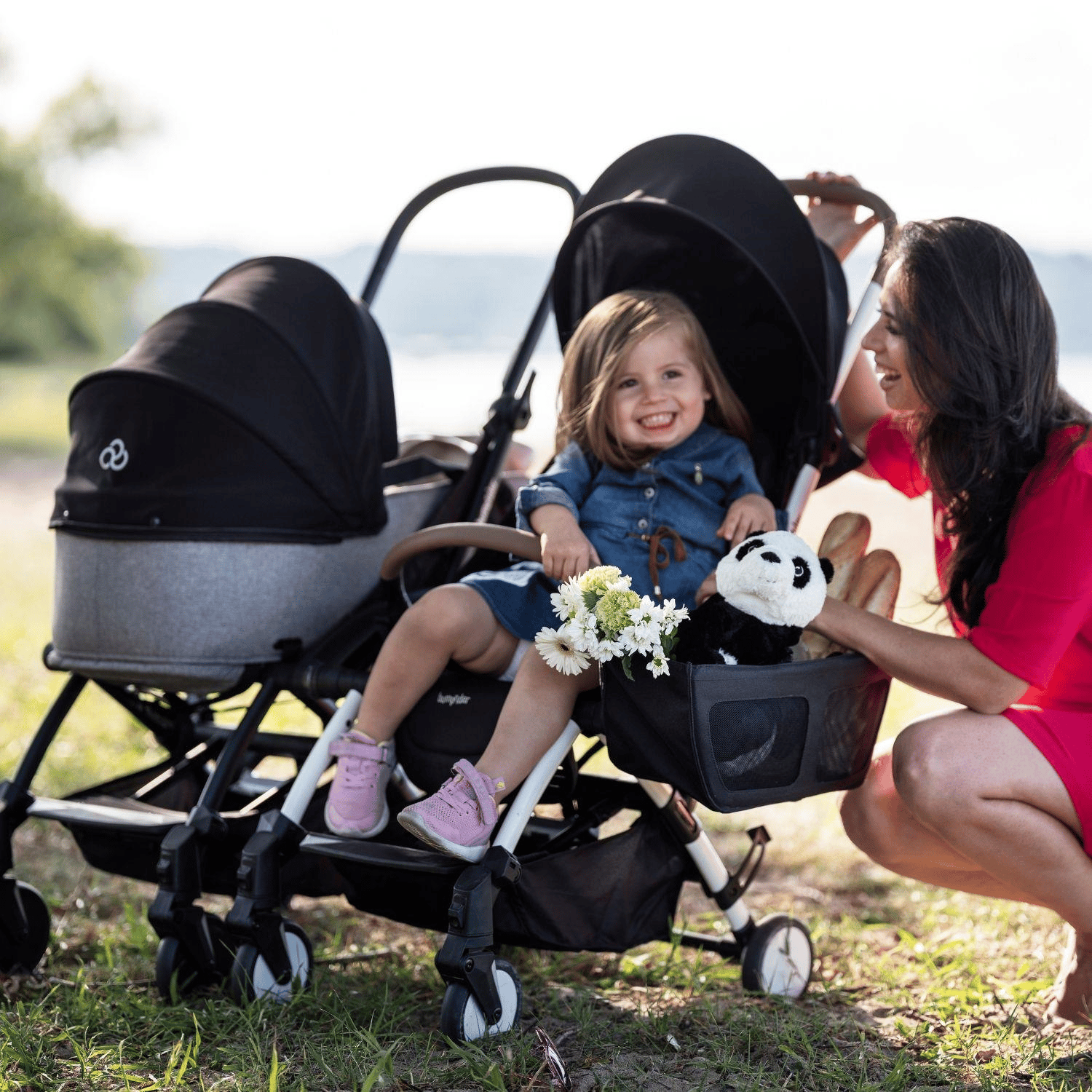 Bumprider Connect³ İkiz Bebek Arabası Black - Grey Melange & Yan