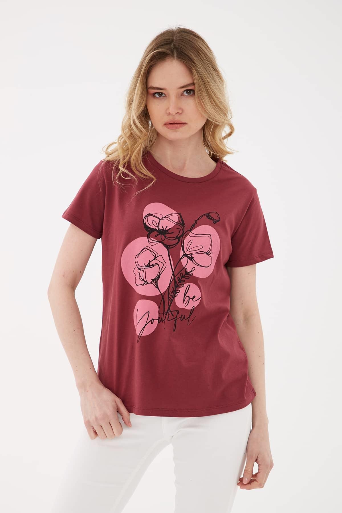 Baskılı T-Shirt Vişne / Cherry Kadın T-Shirt | Fashion Friends