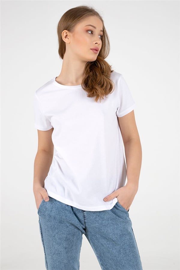Basic Tişört Beyaz Kadın T-Shirt | Fashion Friends