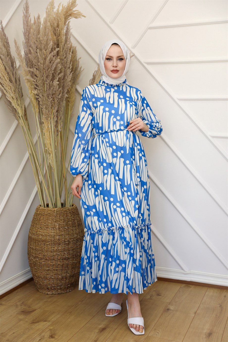 Dila Print Dress - Blue