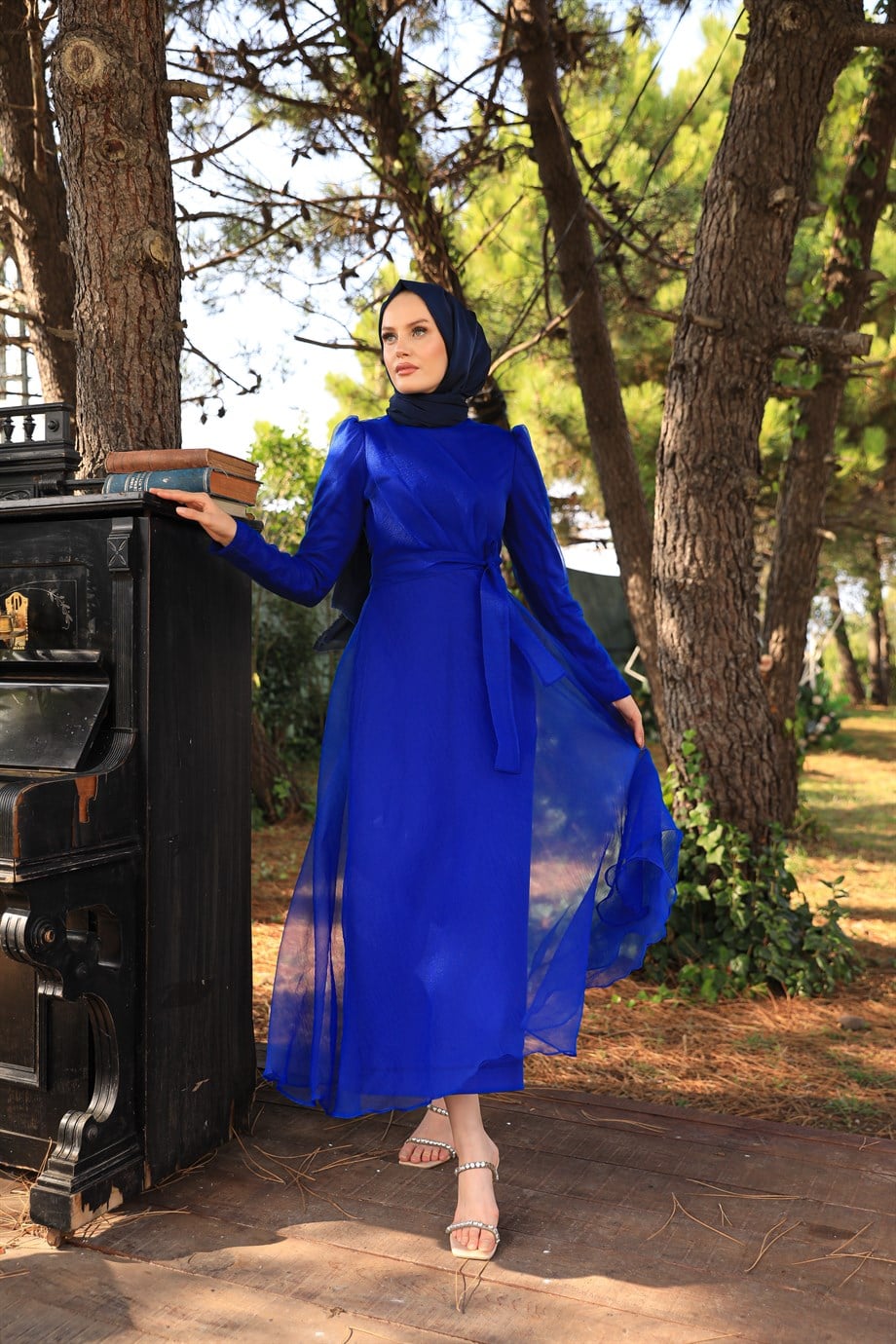 Hale Tül Abiye - Saks Mavi | Hülya Keser