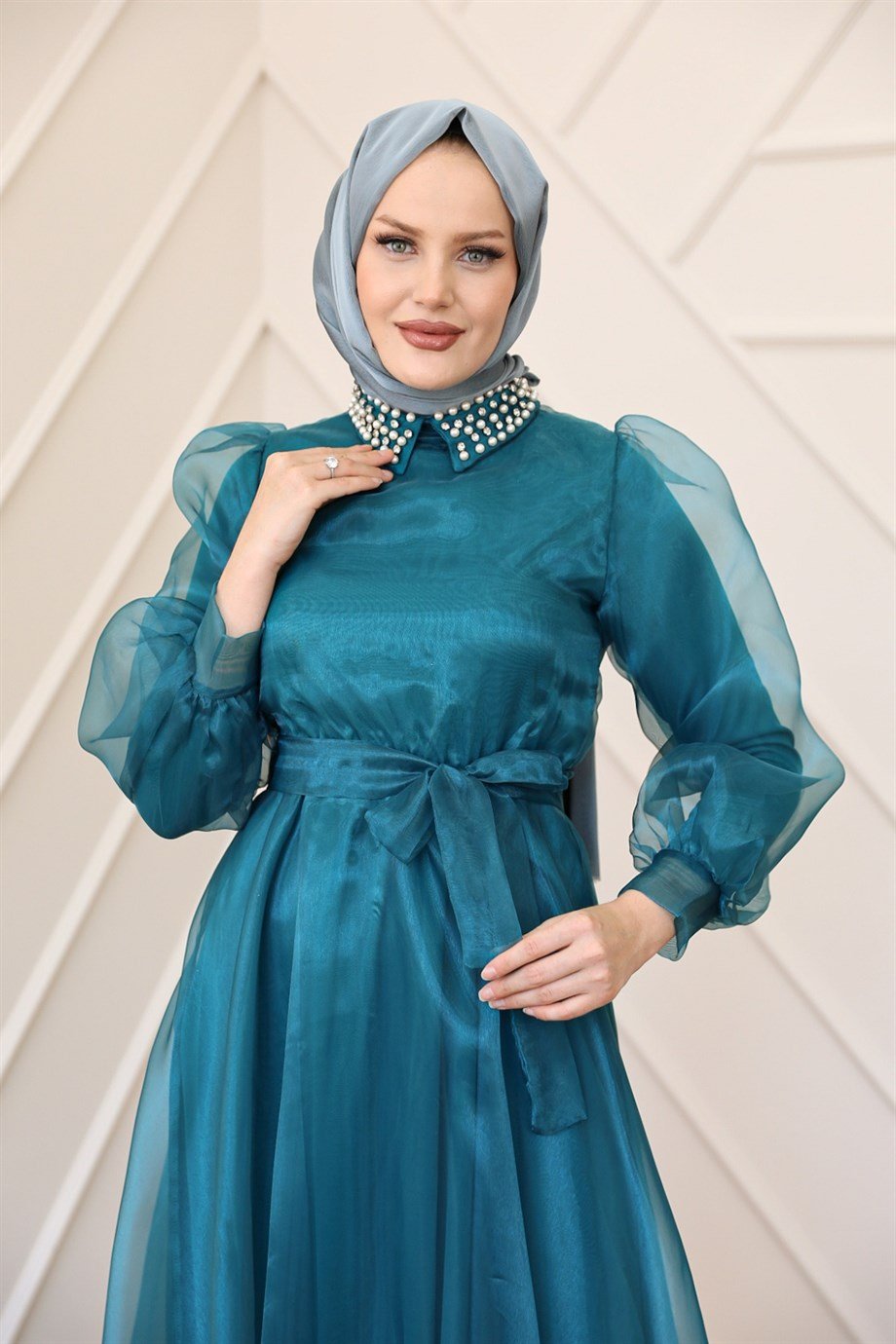 Petrol top green dress
