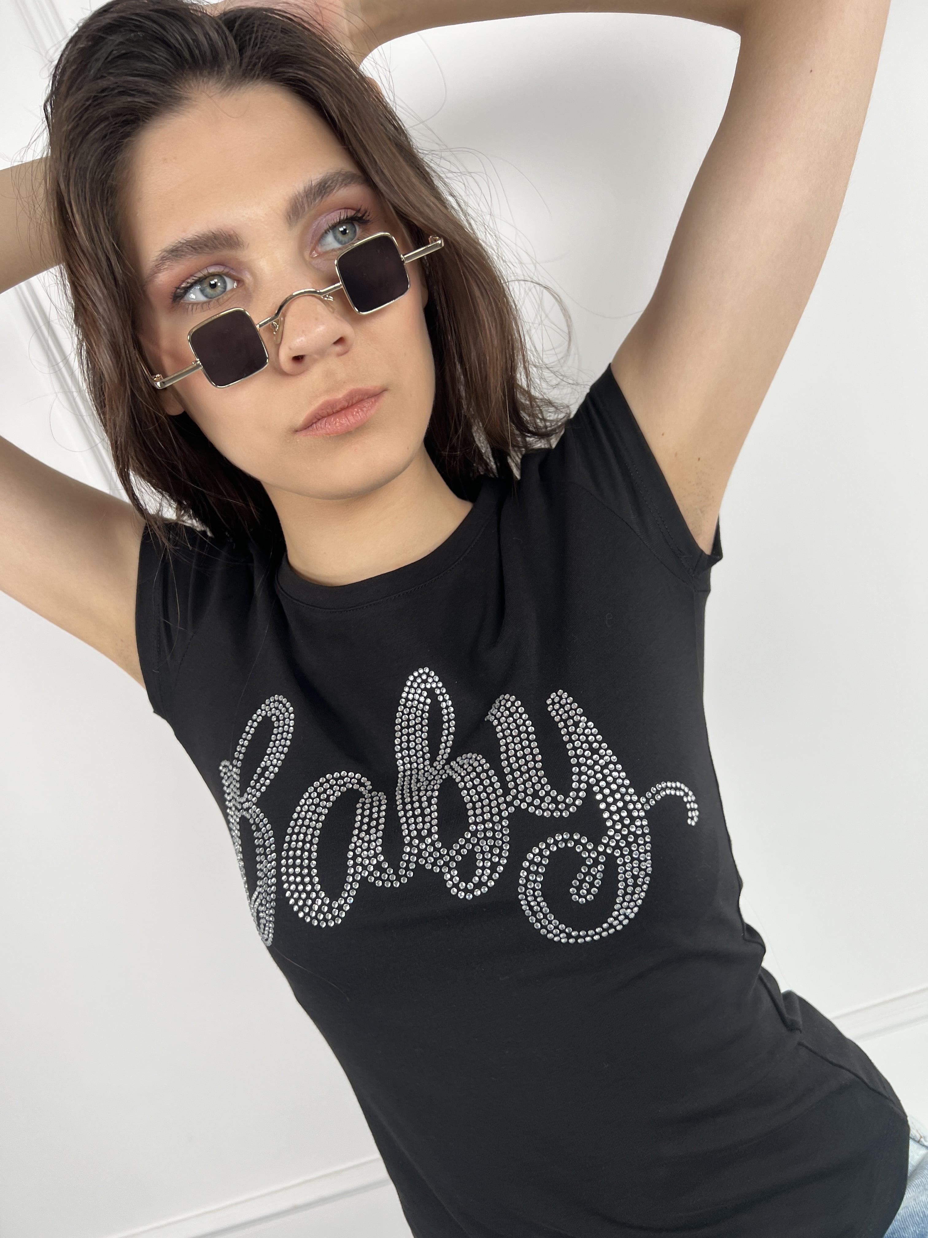 Siyah Baby Ta lemeli Kad n Basic T Shirt 100 Cotton