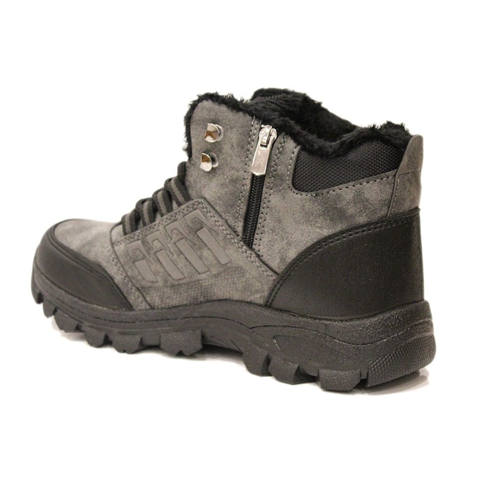 Knıtta Termal Kürklü Kışlık Erkek Gri Bot Ayakkabı knt-5000