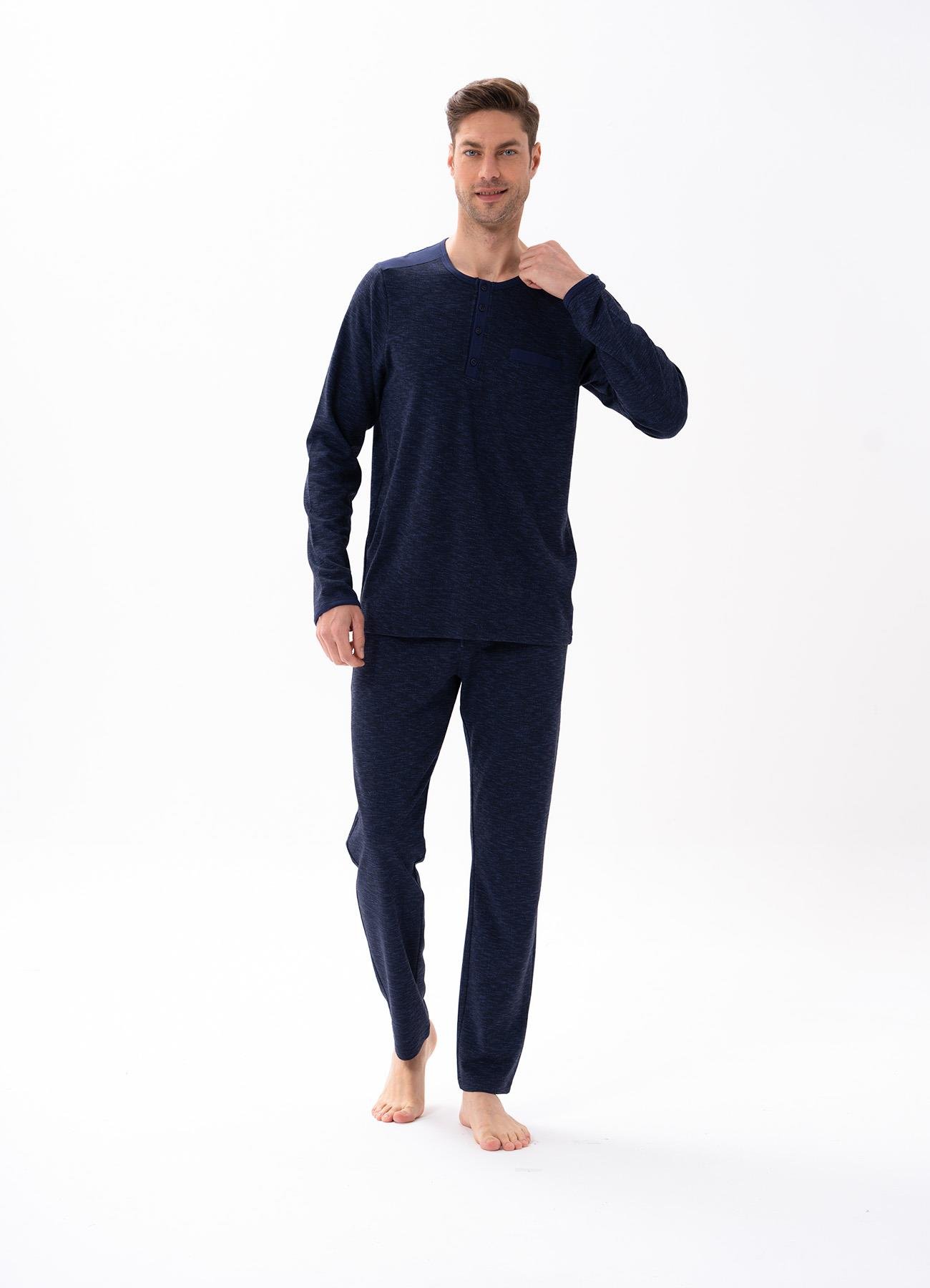 Erkek Lacivert Pijama Takımı 15141 | Jiber İç Giyim