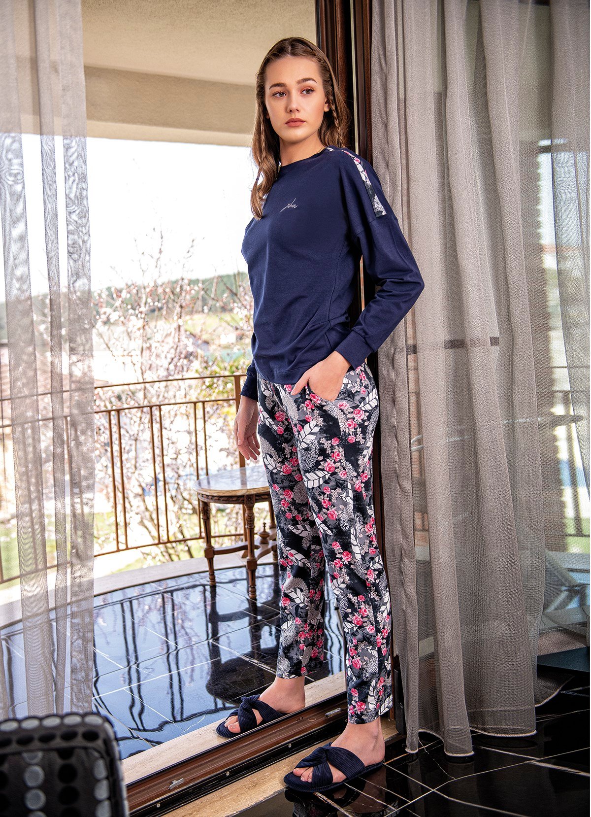 Kadın Lacivert Pijama Takımı 10092 | Jiber İç Giyim