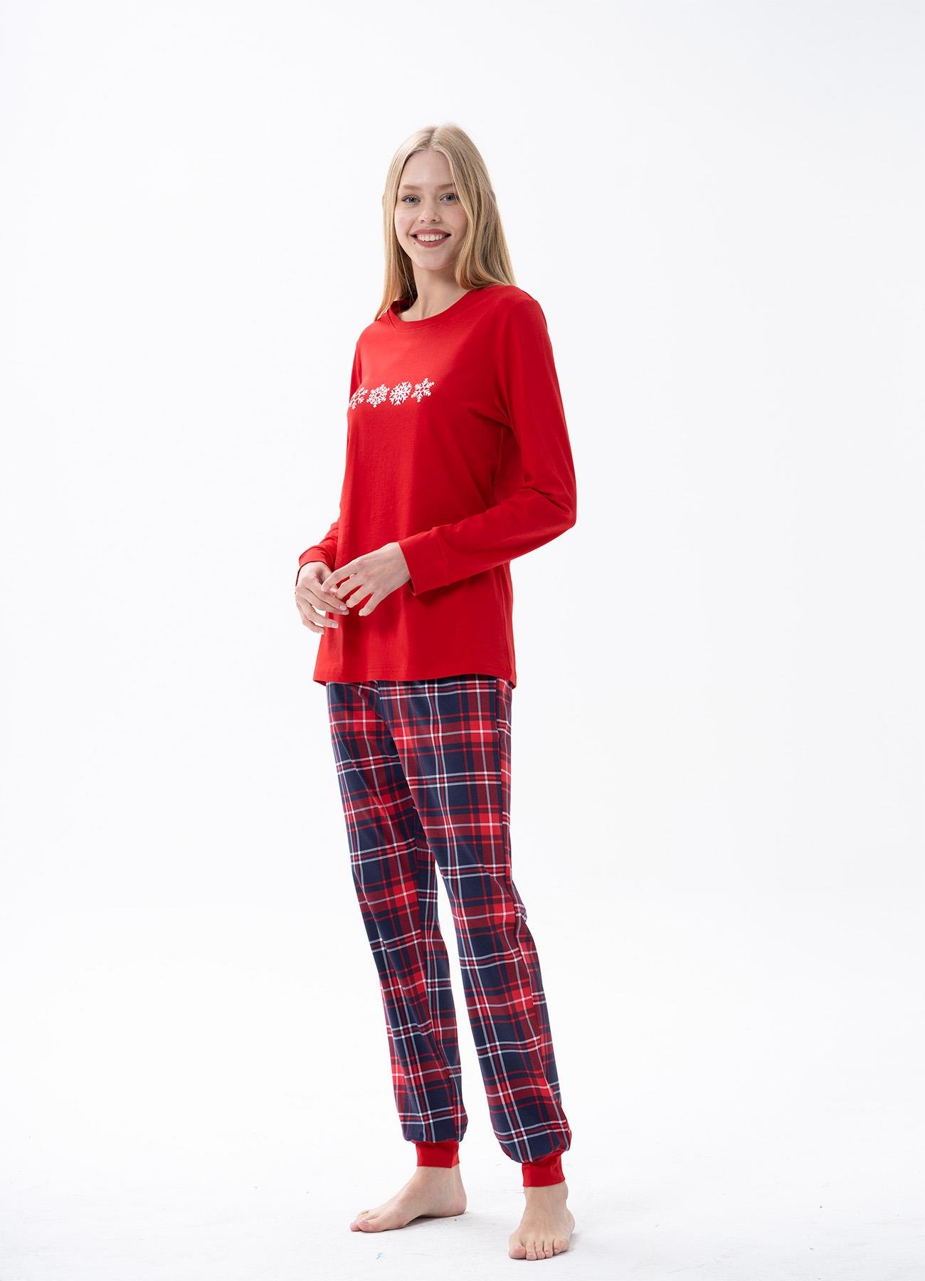 Kadın Kırmızı Pijama Takımı 10155 | Jiber İç Giyim