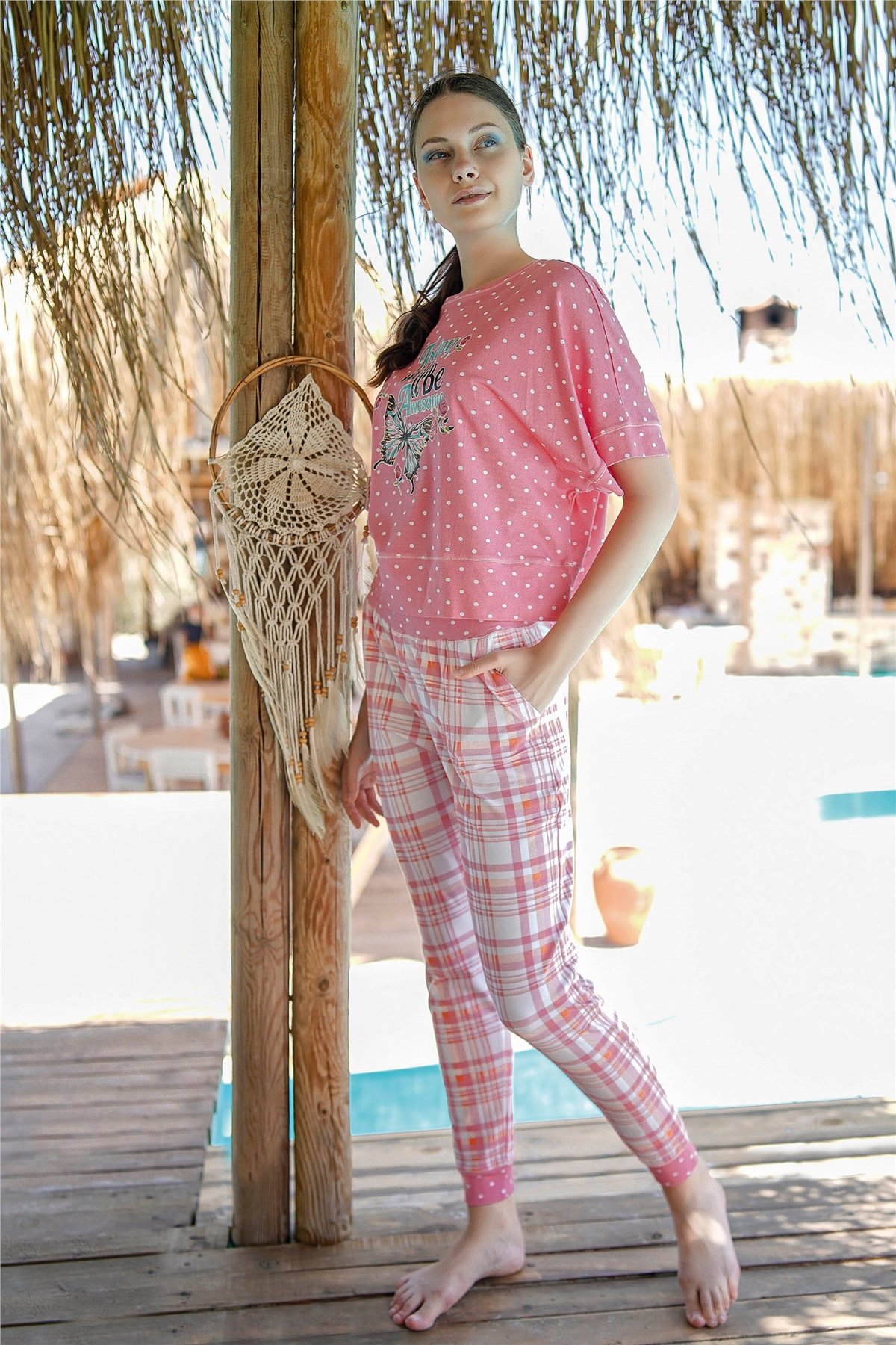 Kadın Pembe Pijama Takımı 10016 | Jiber İç Giyim