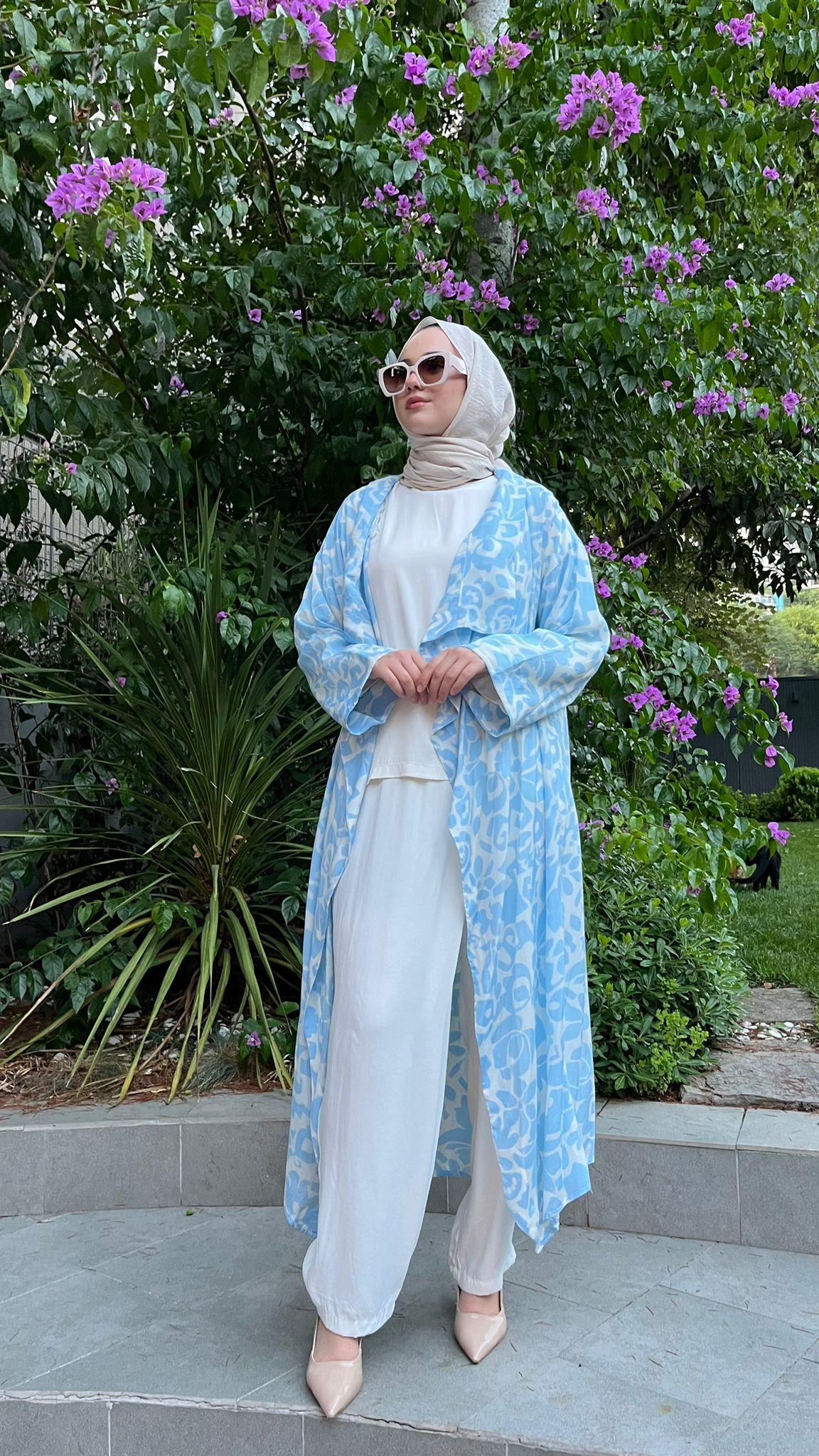 Kahma Desenli Kimono Bebe Mavisi 24y14057 Babilbutik