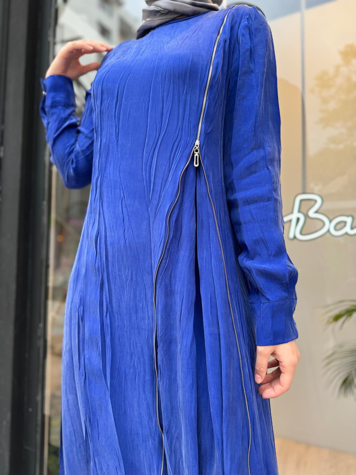 Misswhence Fermuar Detaylı Elbise Saks 35800 - Babilbutik