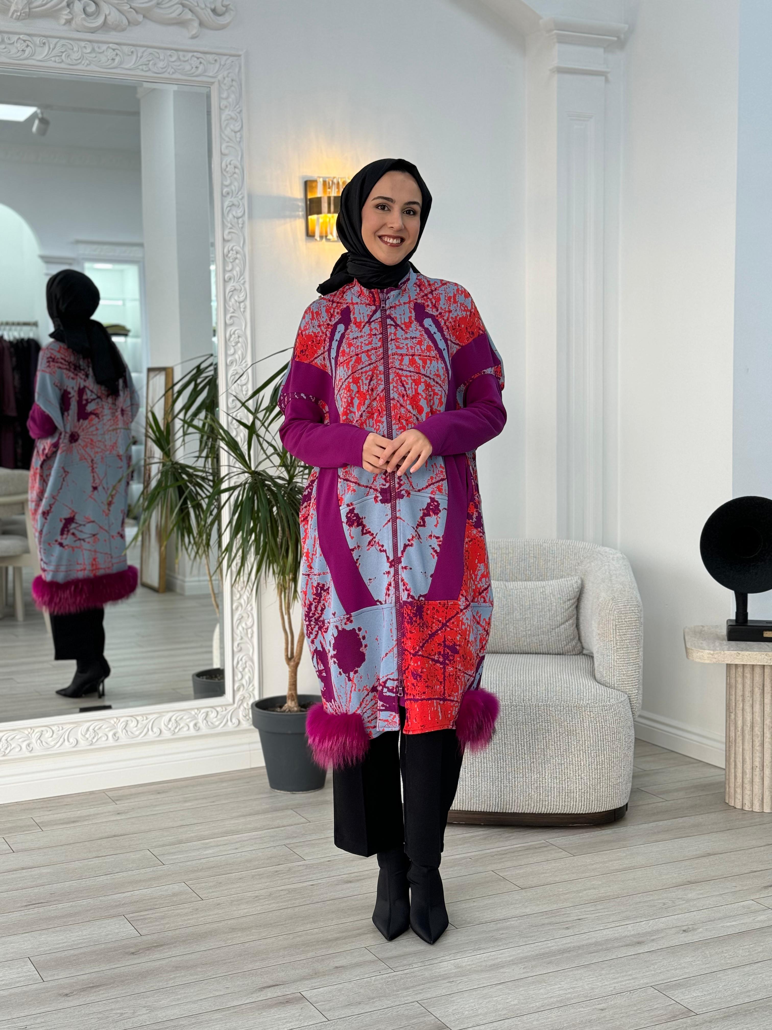Misswhence Triko Kürk Detaylı Kap Mor 36406