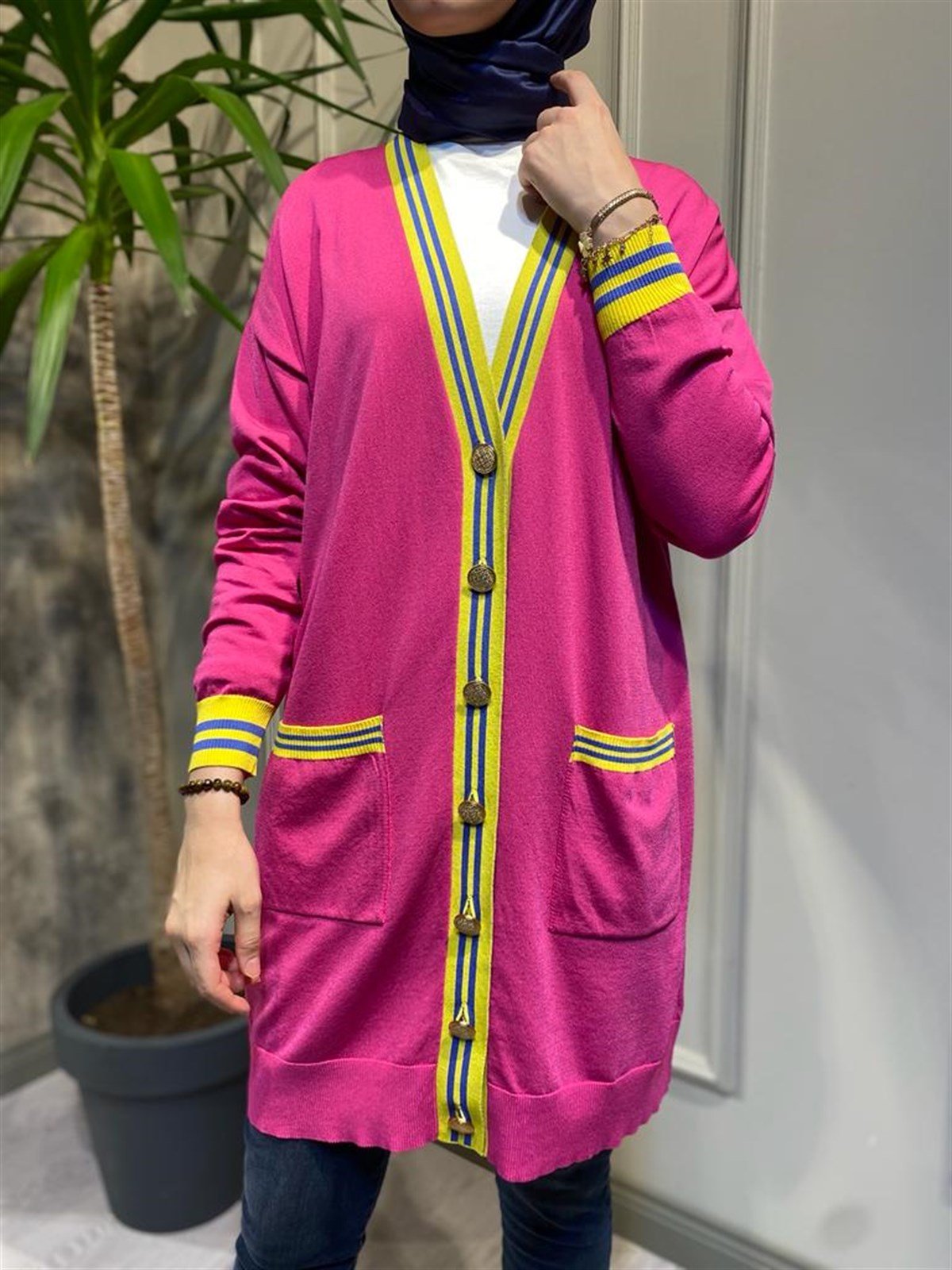 Niqozza Peony Hırka Fuşya QZ716 - Babilbutik