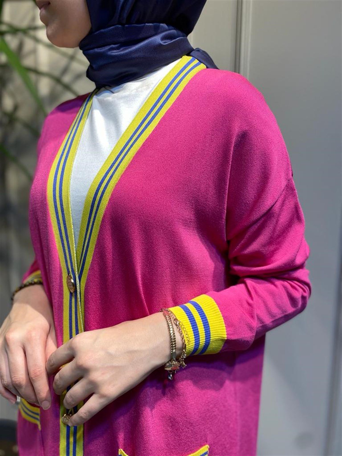 Niqozza Peony Hırka Fuşya QZ716 - Babilbutik